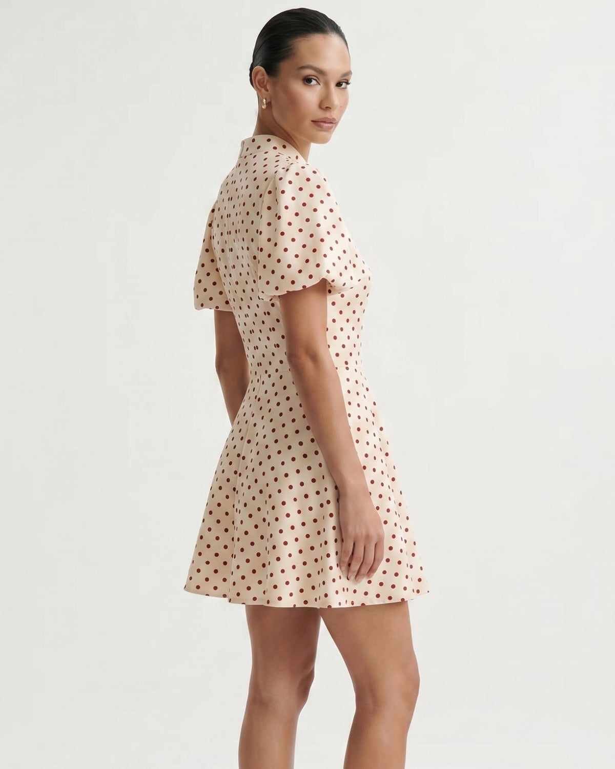 Marbella Polka Dot Dress with Voluminous Puff Sleeves