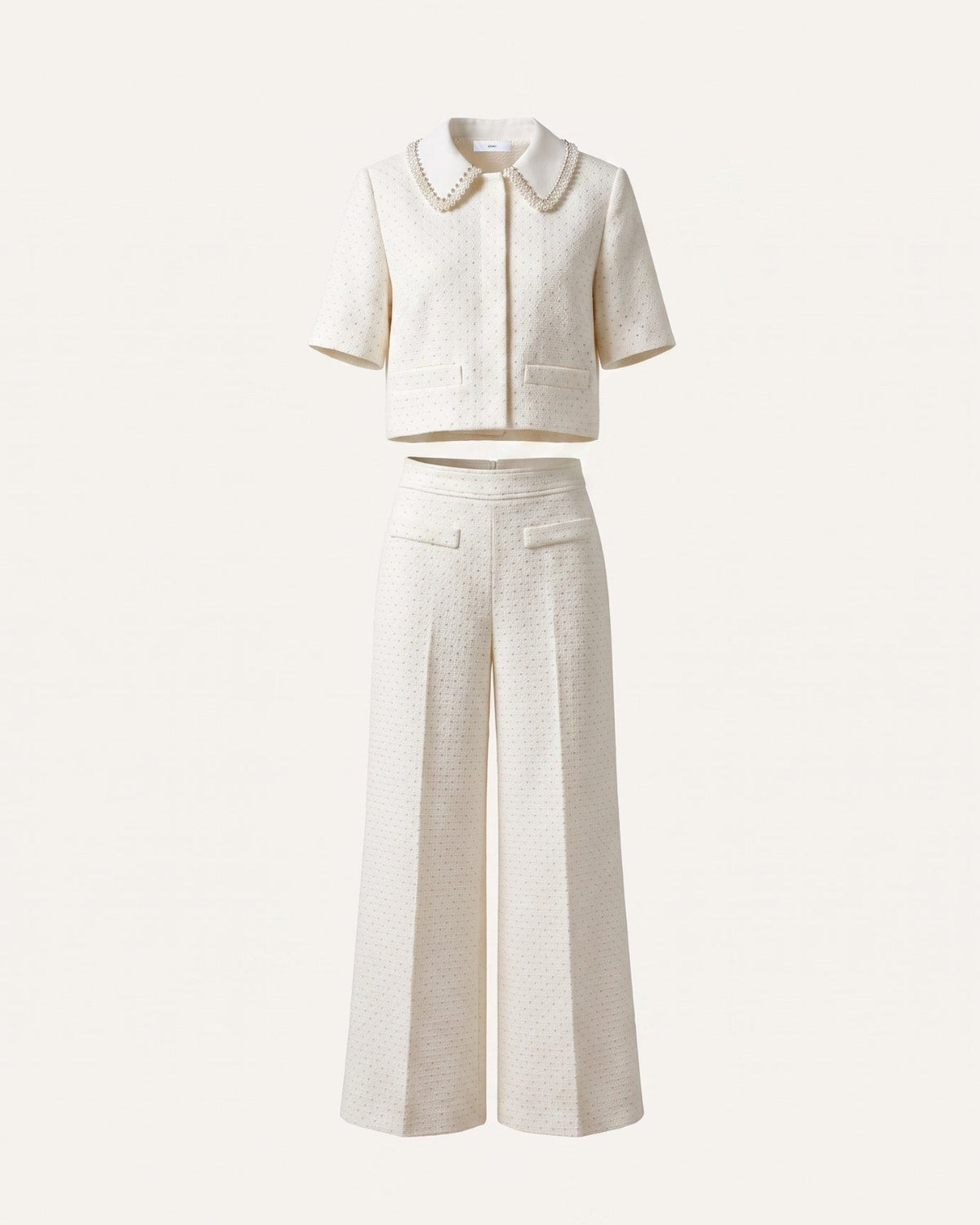 Relaxed Tailored Top and Trousers Two-Piece Set – Cream White – view 1