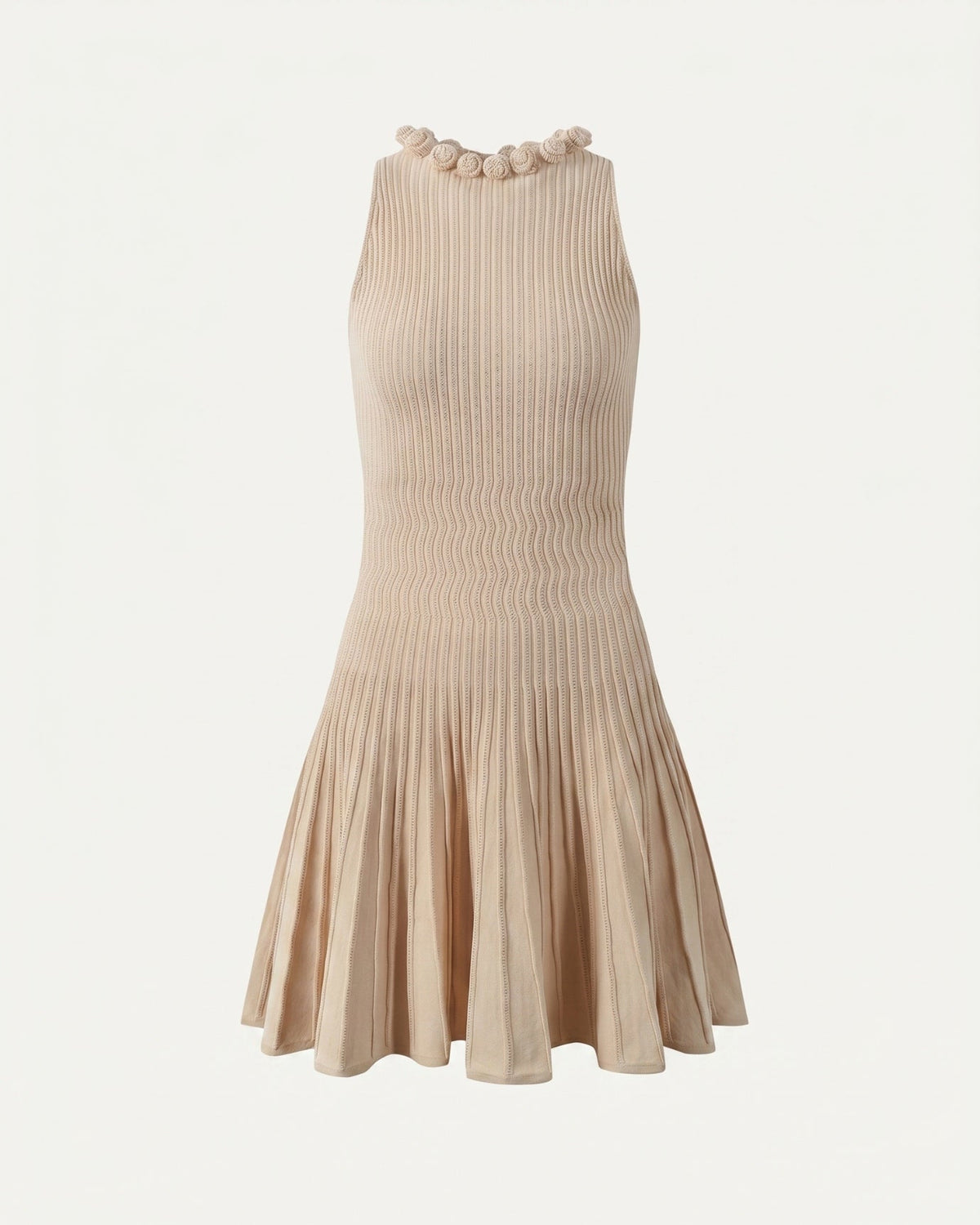 Knitted Dress with Three-Dimensional Floral Detailing