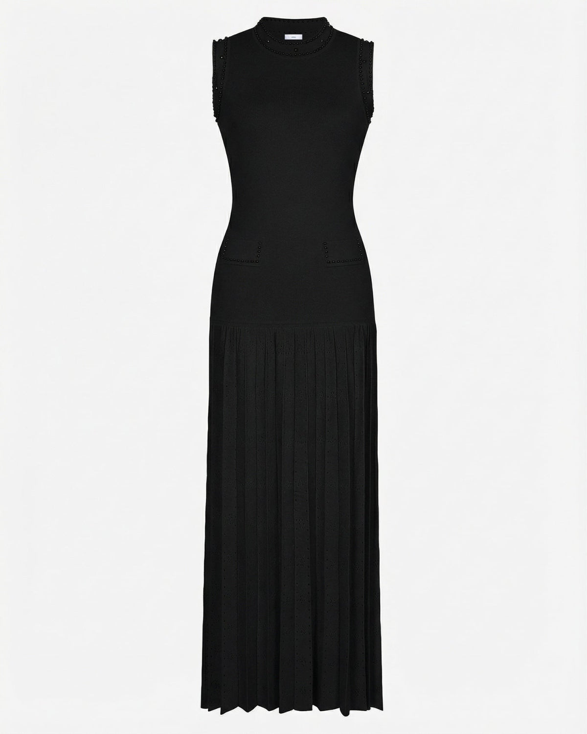 Hamptons Beaded Neck Lace Panel Slim Fit Fishtail Knit Dress