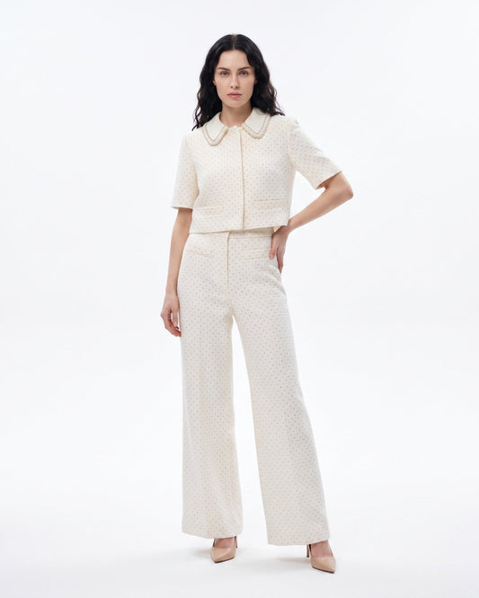 Relaxed Tailored Top and Trousers Two-Piece Set – Cream White