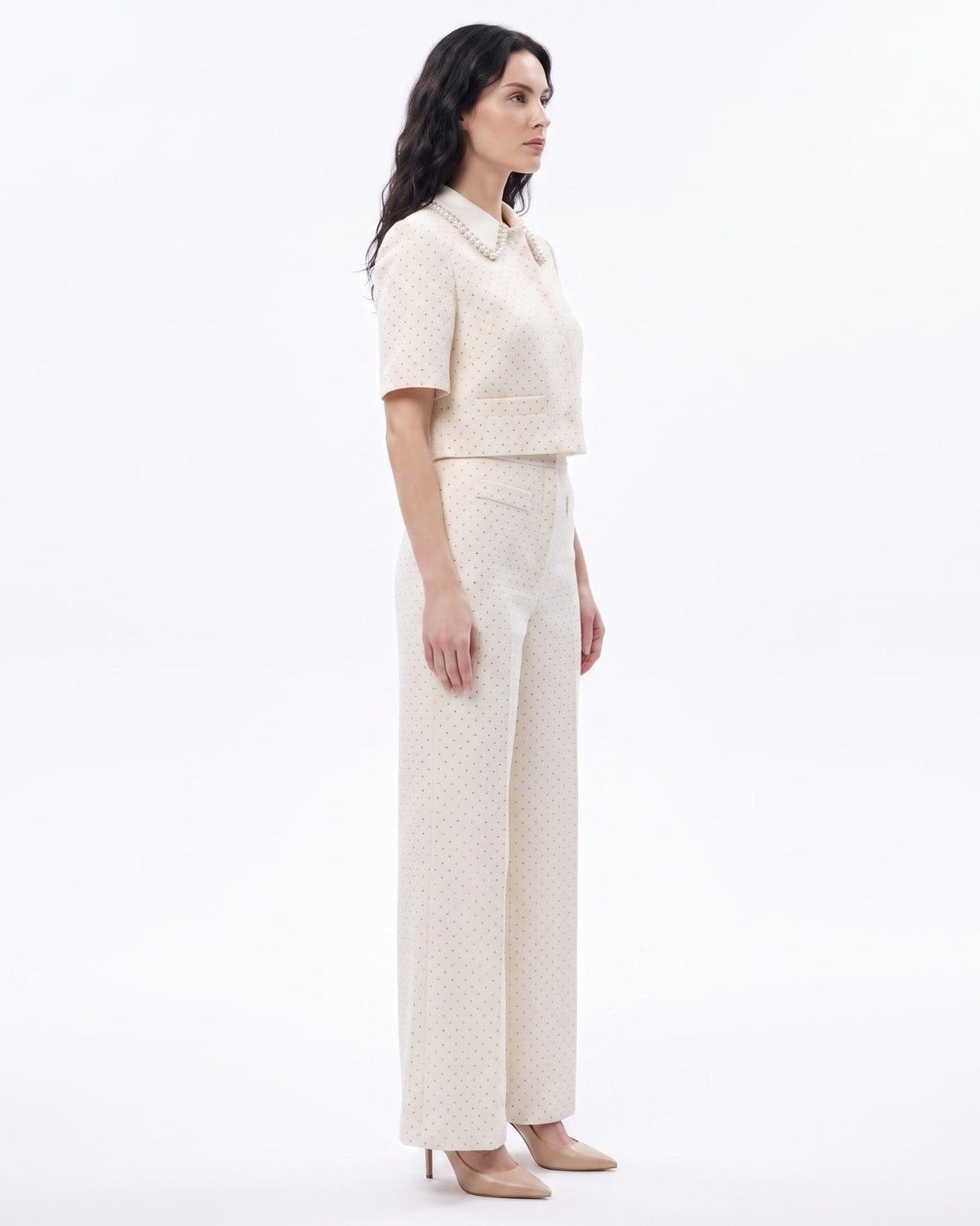Relaxed Tailored Top and Trousers Two-Piece Set – Cream White – view 3