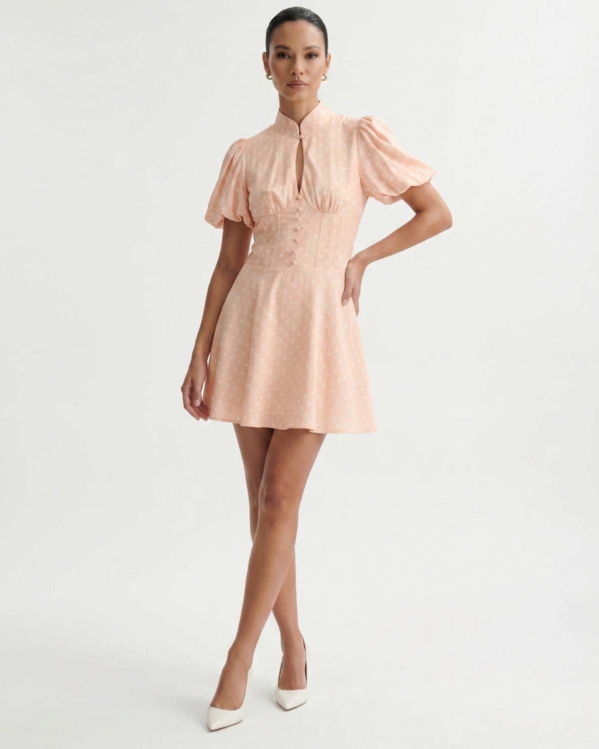 Marbella Polka Dot Dress with Voluminous Puff Sleeves – view 8