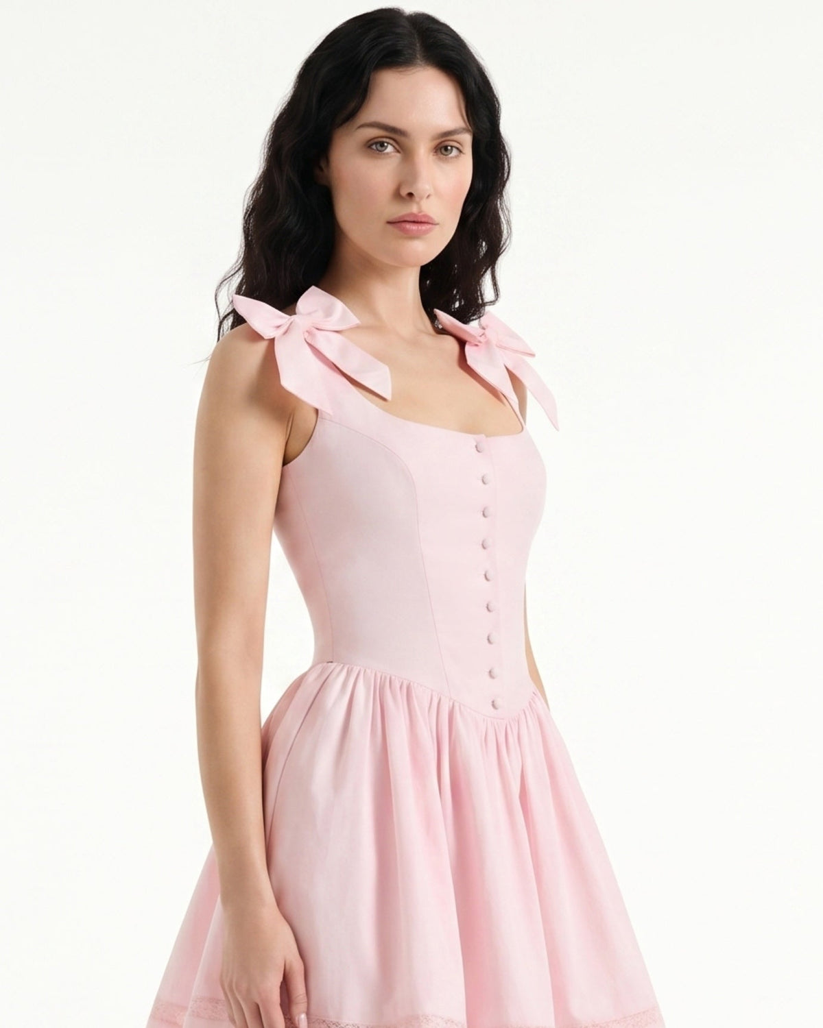 Amy Suspender Strap Tailored Cotton Blend Dress – Pink
