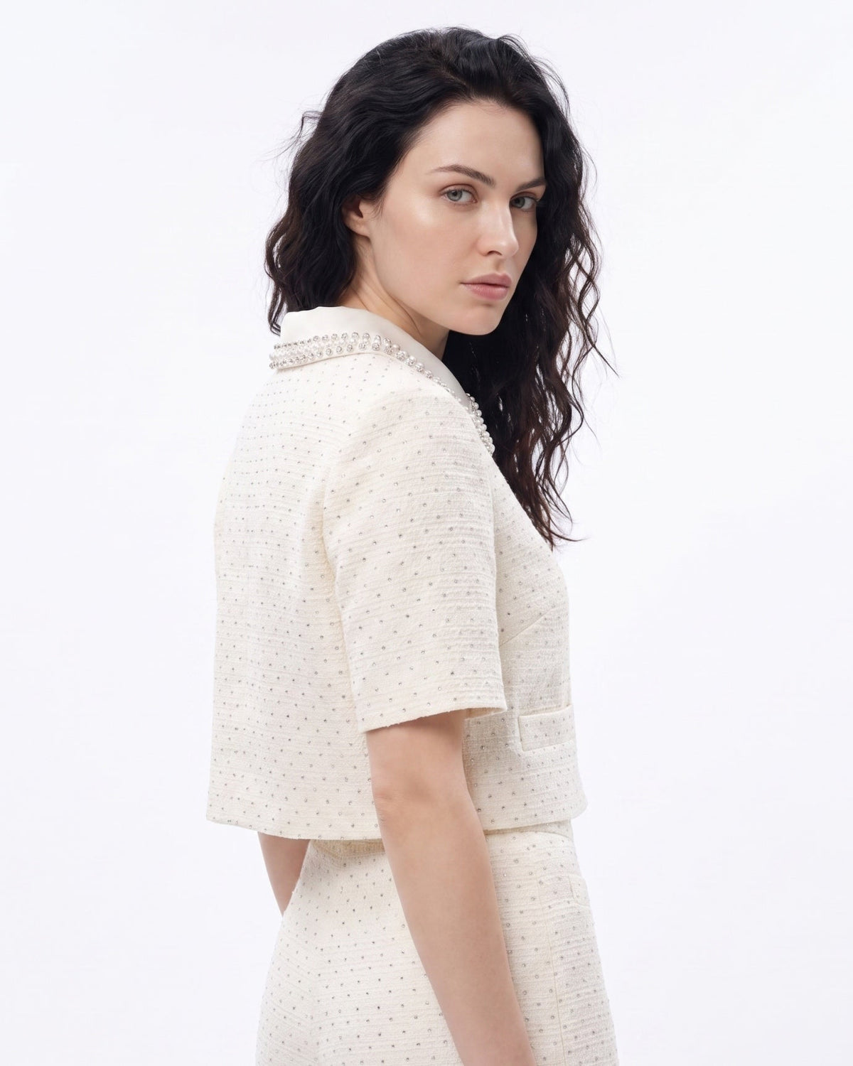 Relaxed Tailored Top and Trousers Two-Piece Set – Cream White – view 4