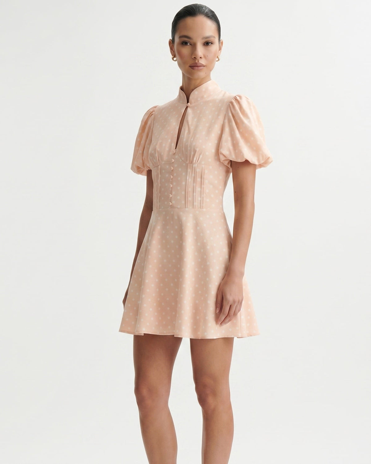 Marbella Polka Dot Dress with Voluminous Puff Sleeves