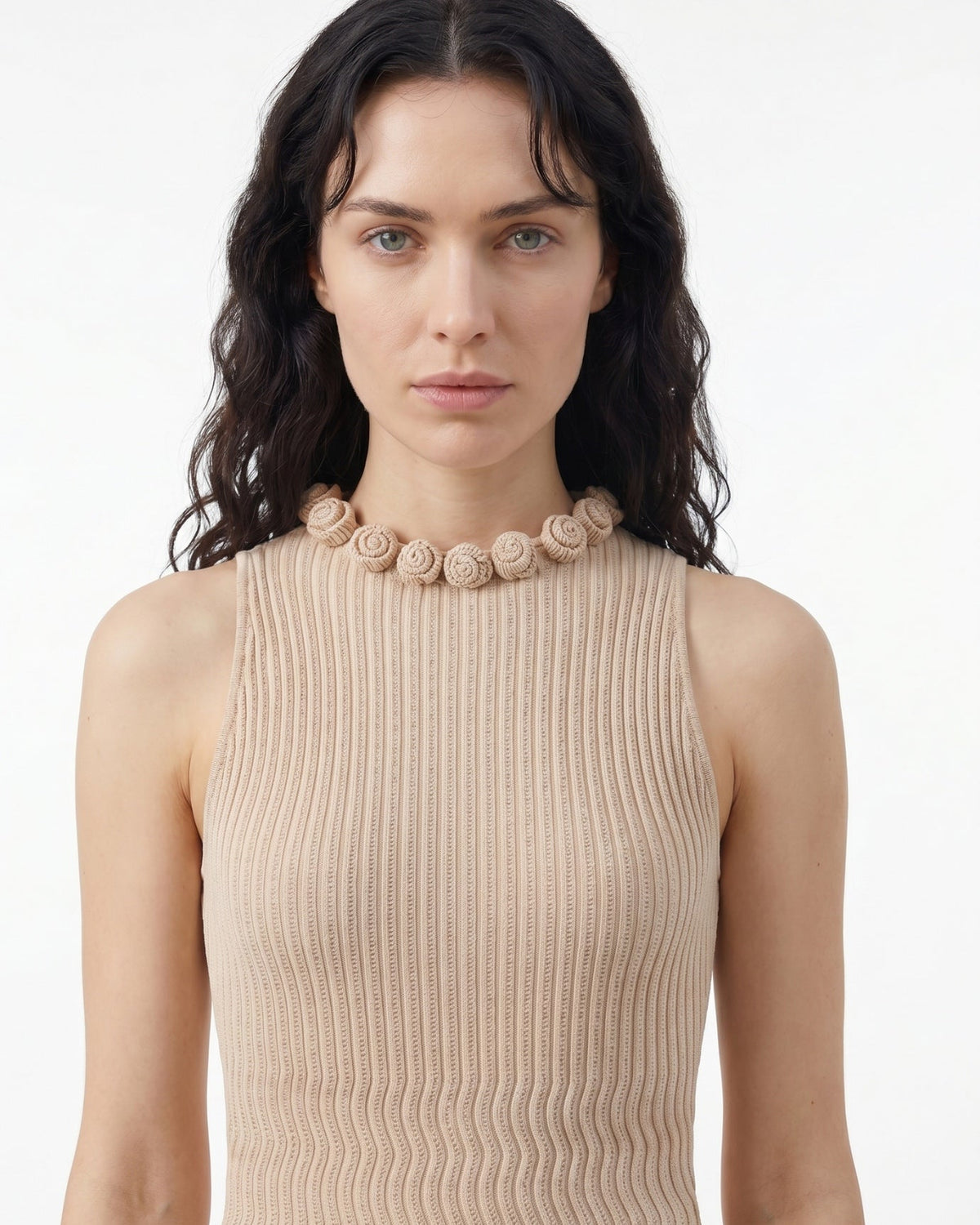 Knitted Dress with Three-Dimensional Floral Detailing – view 4
