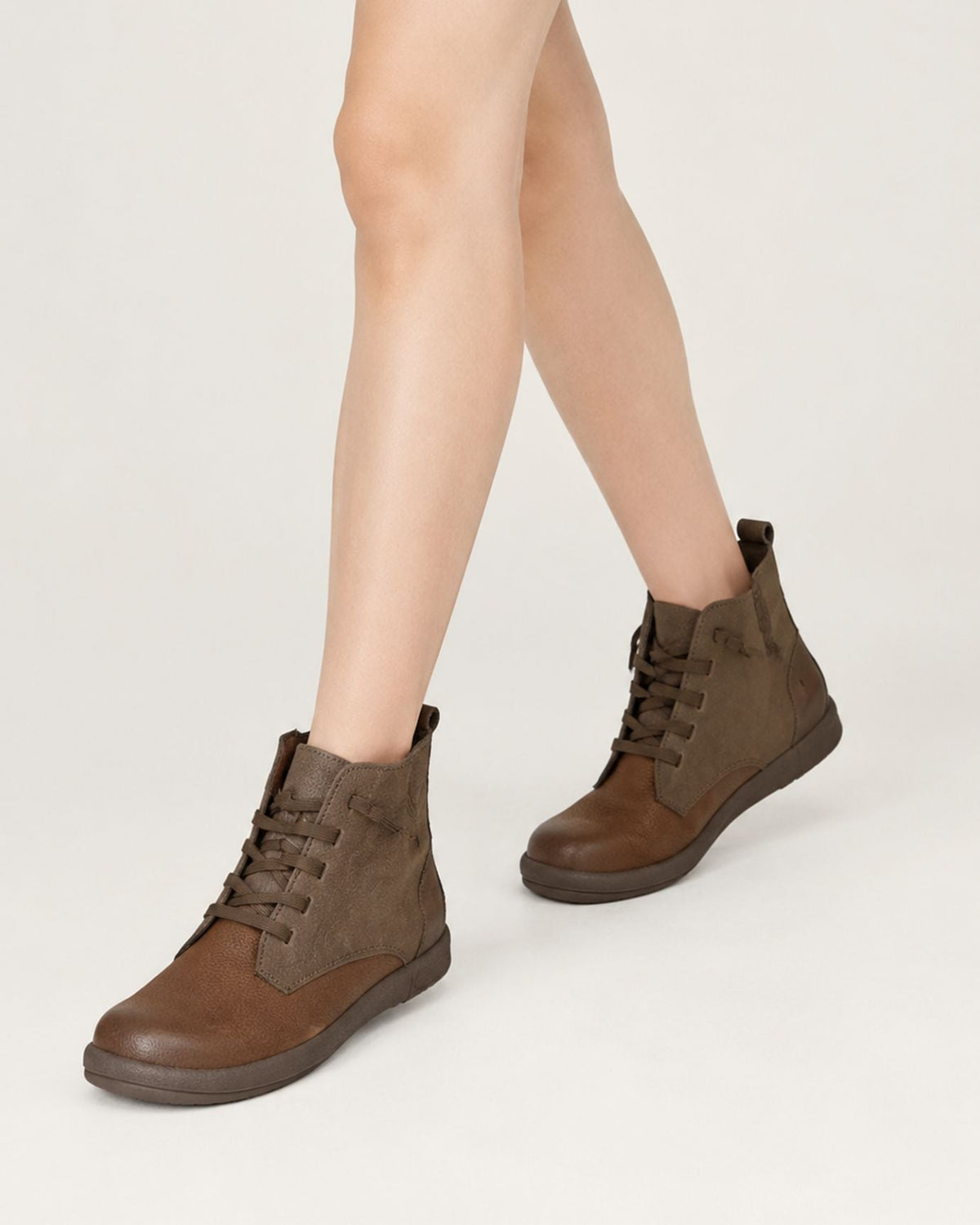 Retro Pull-On Leather Ankle Boots with Pigskin Lining – Brown – view 6