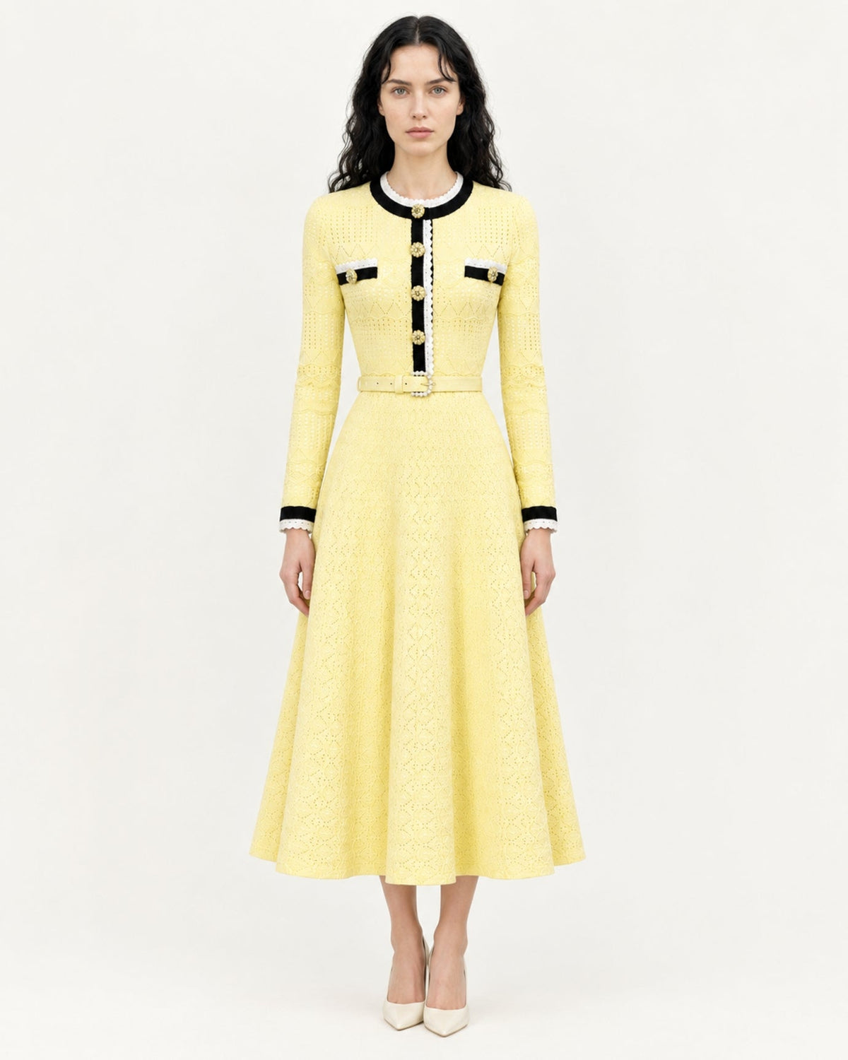 Celia Long Sleeve Cutout Midi Dress with Adjustable Belt – view 12