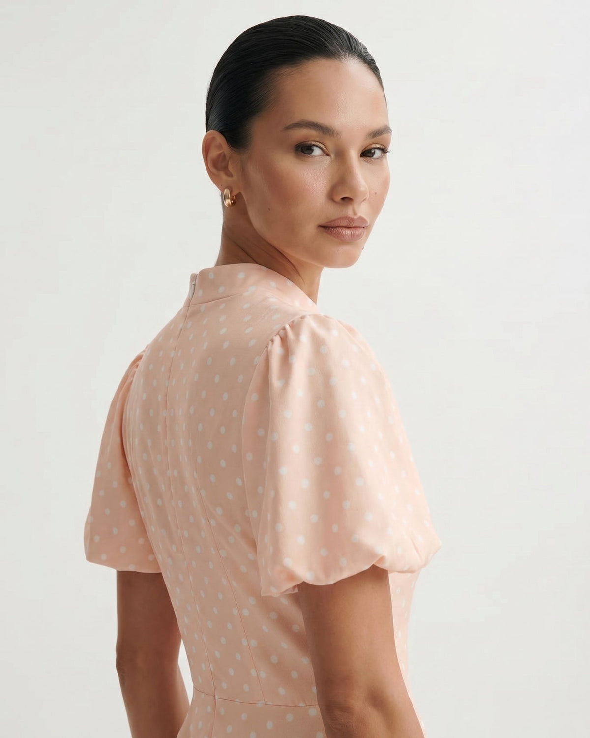 Marbella Polka Dot Dress with Voluminous Puff Sleeves – view 10