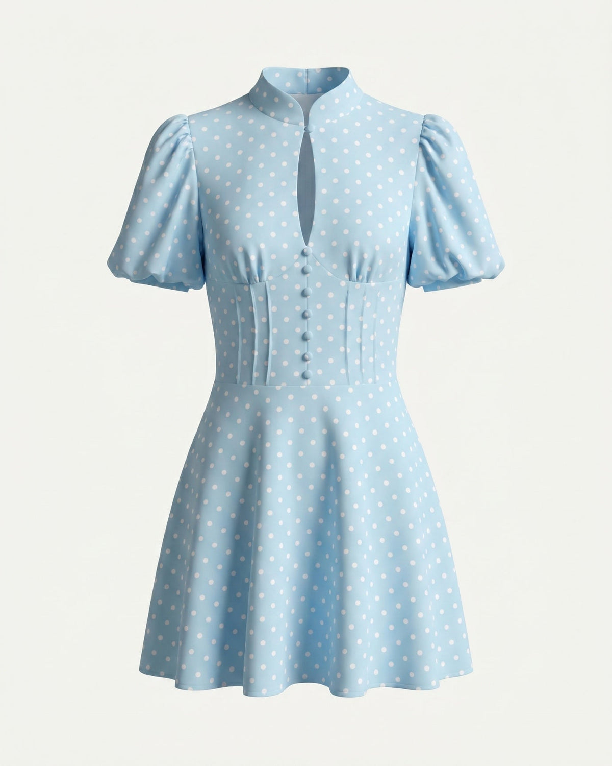 Marbella Polka Dot Dress with Voluminous Puff Sleeves