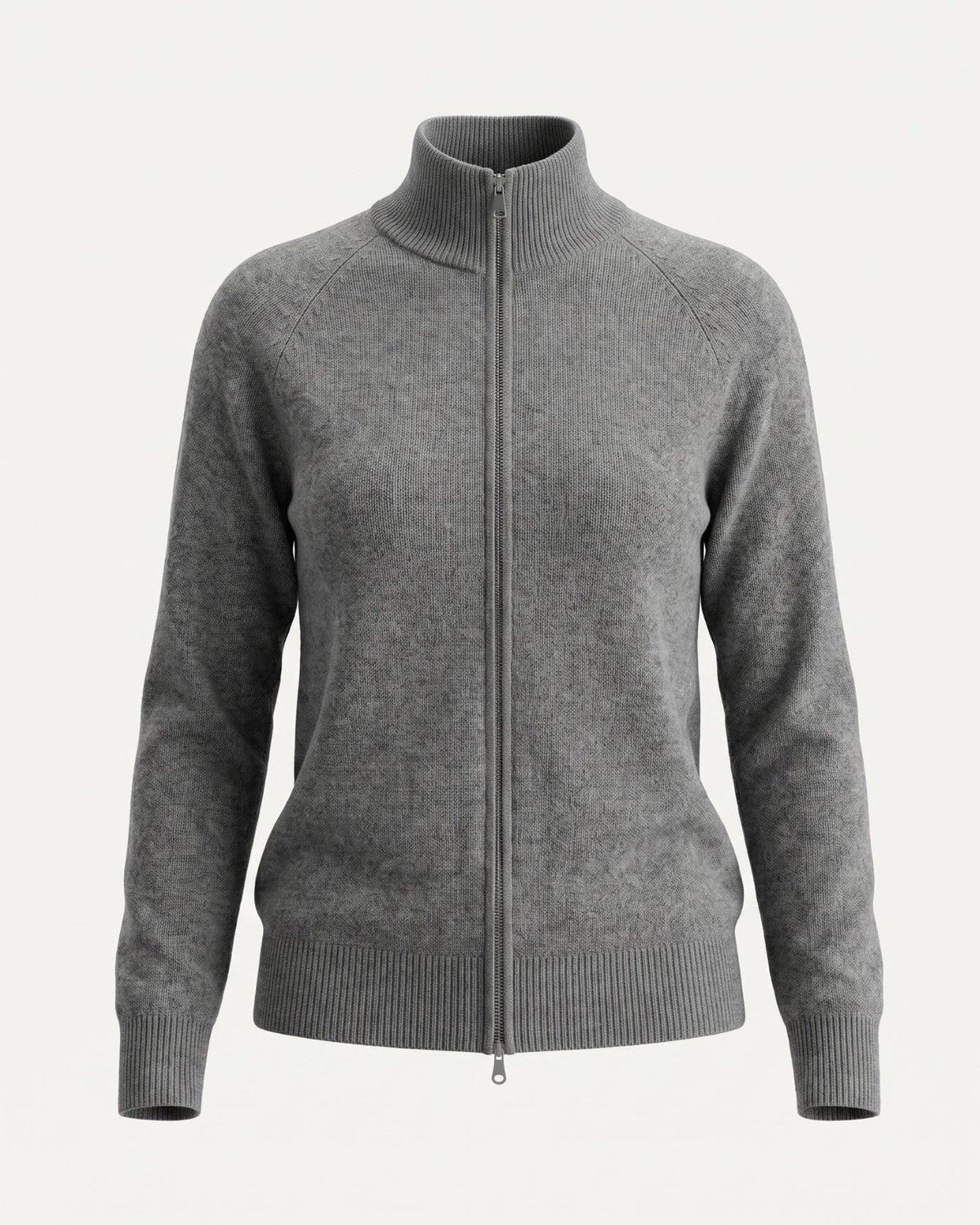 Ria Cashmere Double Zip Jacket with Relaxed Cut – Purple Velvet Camel – view 1