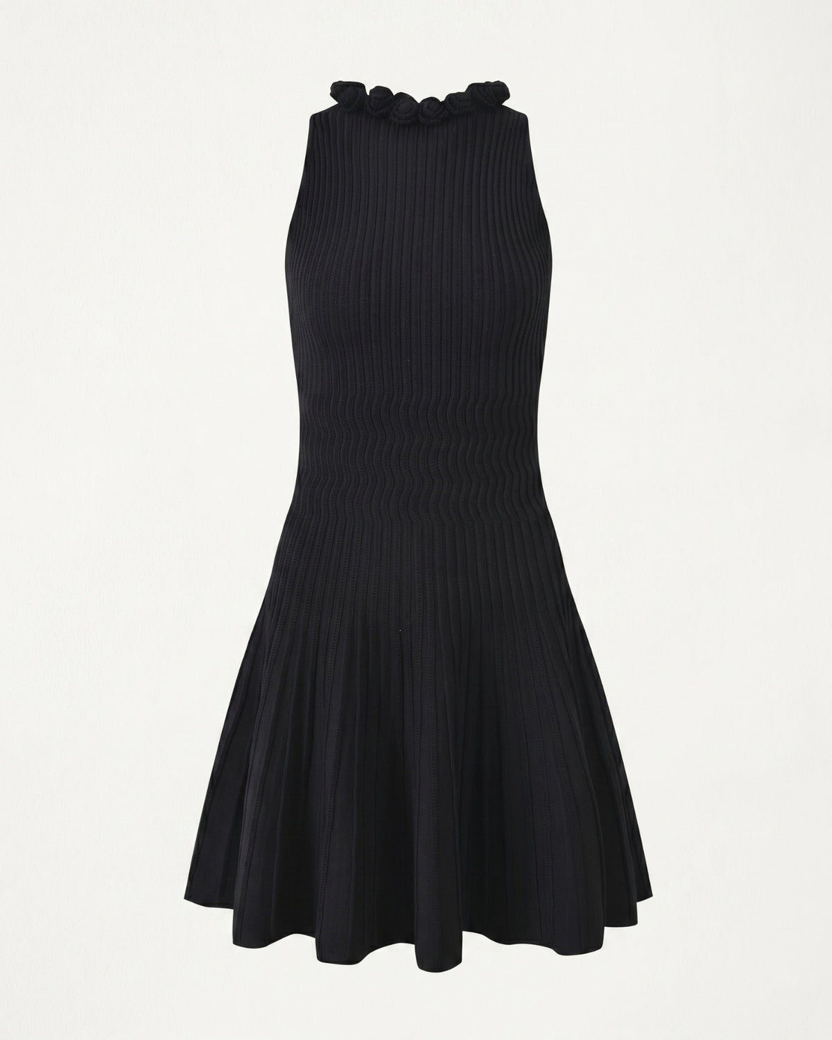 Knitted Dress with Three-Dimensional Floral Detailing