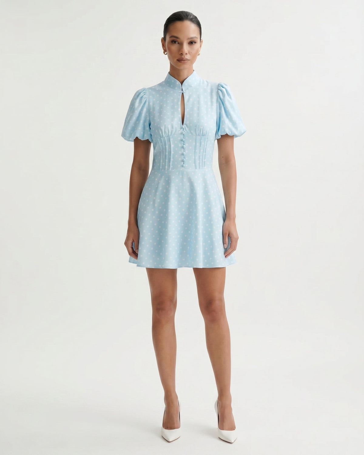 Marbella Polka Dot Dress with Voluminous Puff Sleeves – view 11