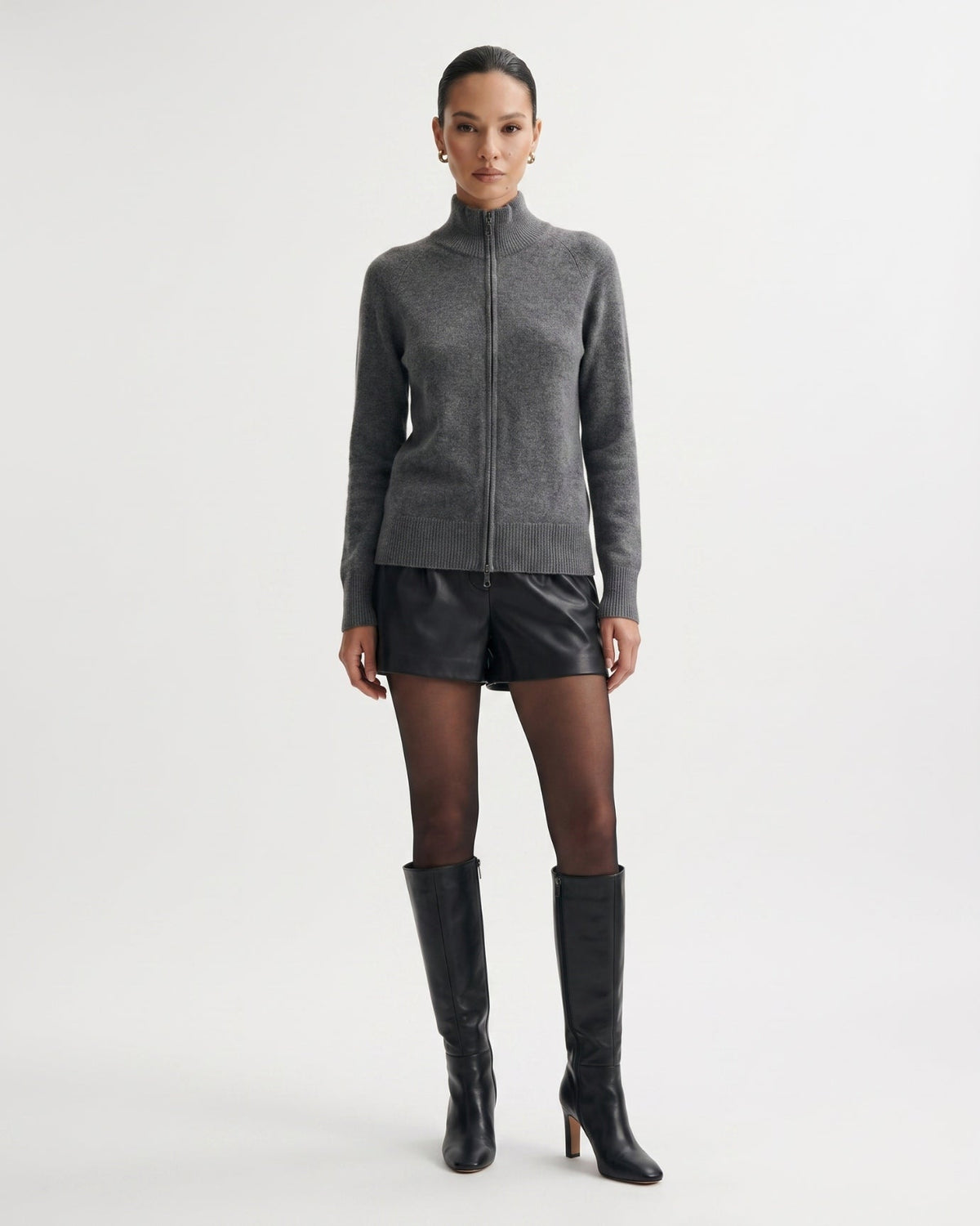 Ria Cashmere Double Zip Jacket with Relaxed Cut – view 2