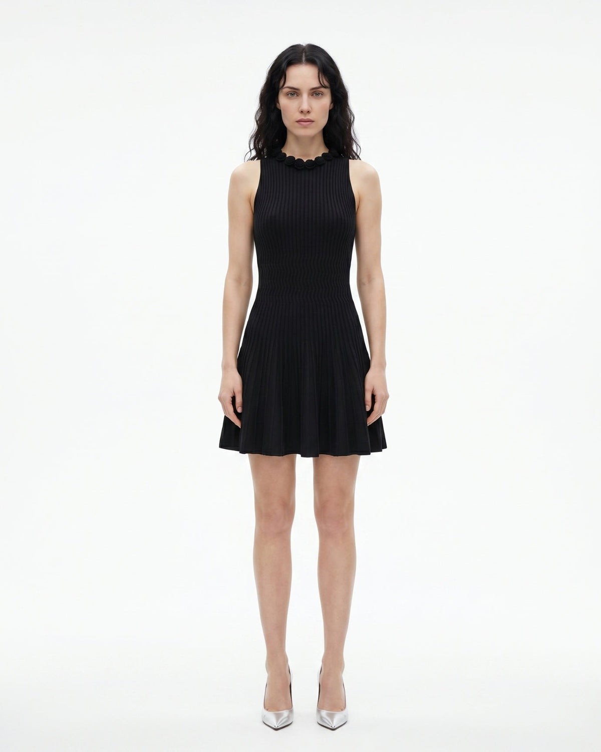 Knitted Dress with Three-Dimensional Floral Detailing – view 7