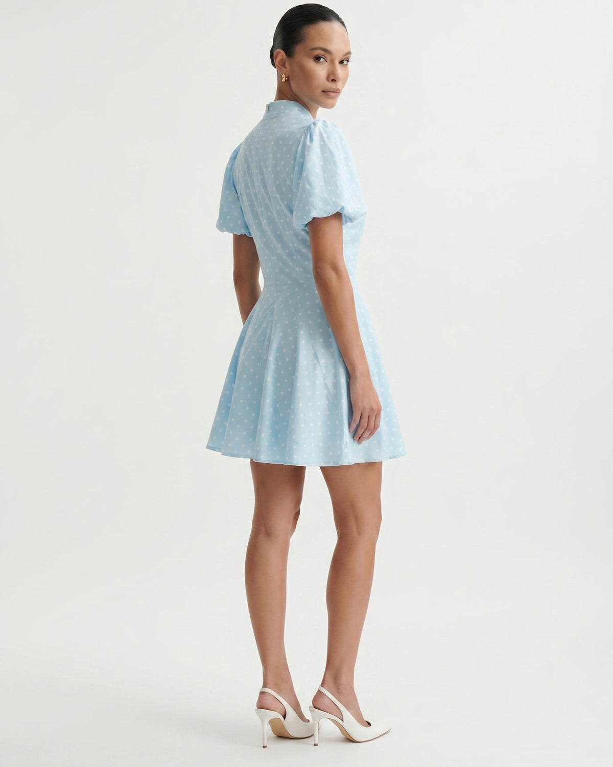 Marbella Polka Dot Dress with Voluminous Puff Sleeves