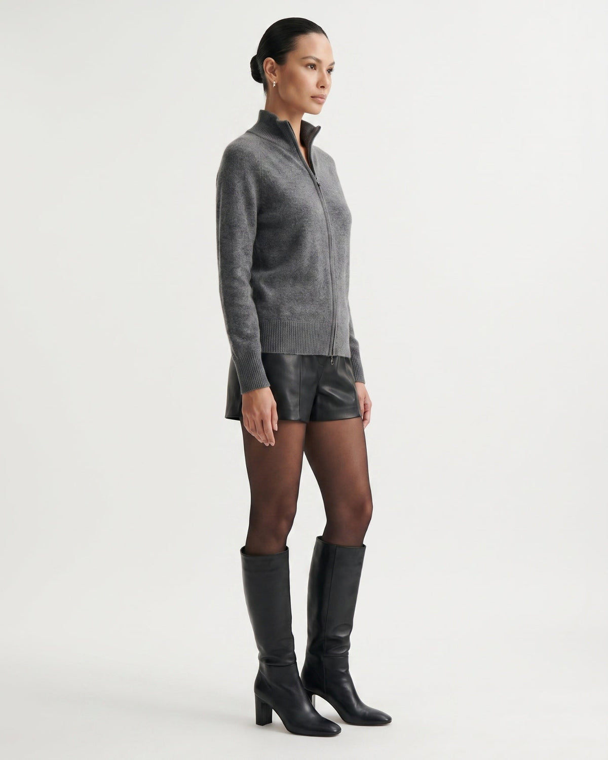 Ria Cashmere Double Zip Jacket with Relaxed Cut – view 3