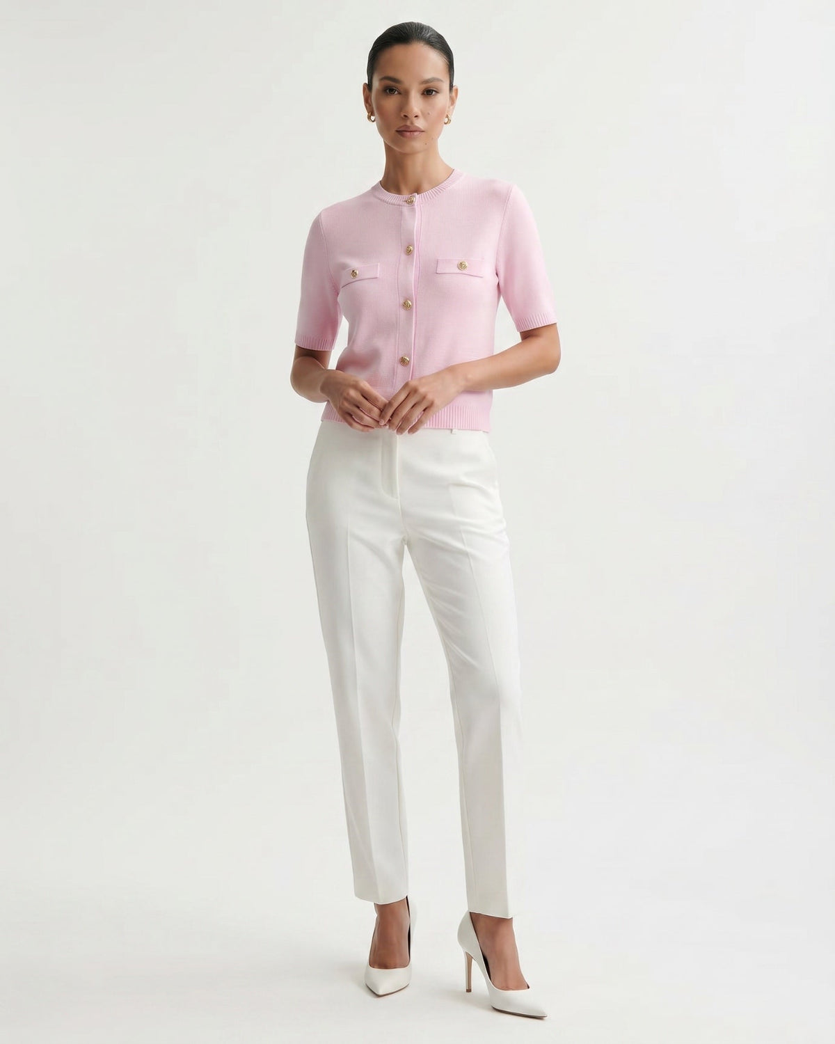Minimalist Polyamide Knit Cardigan Top with Relaxed Sleeves – view 2