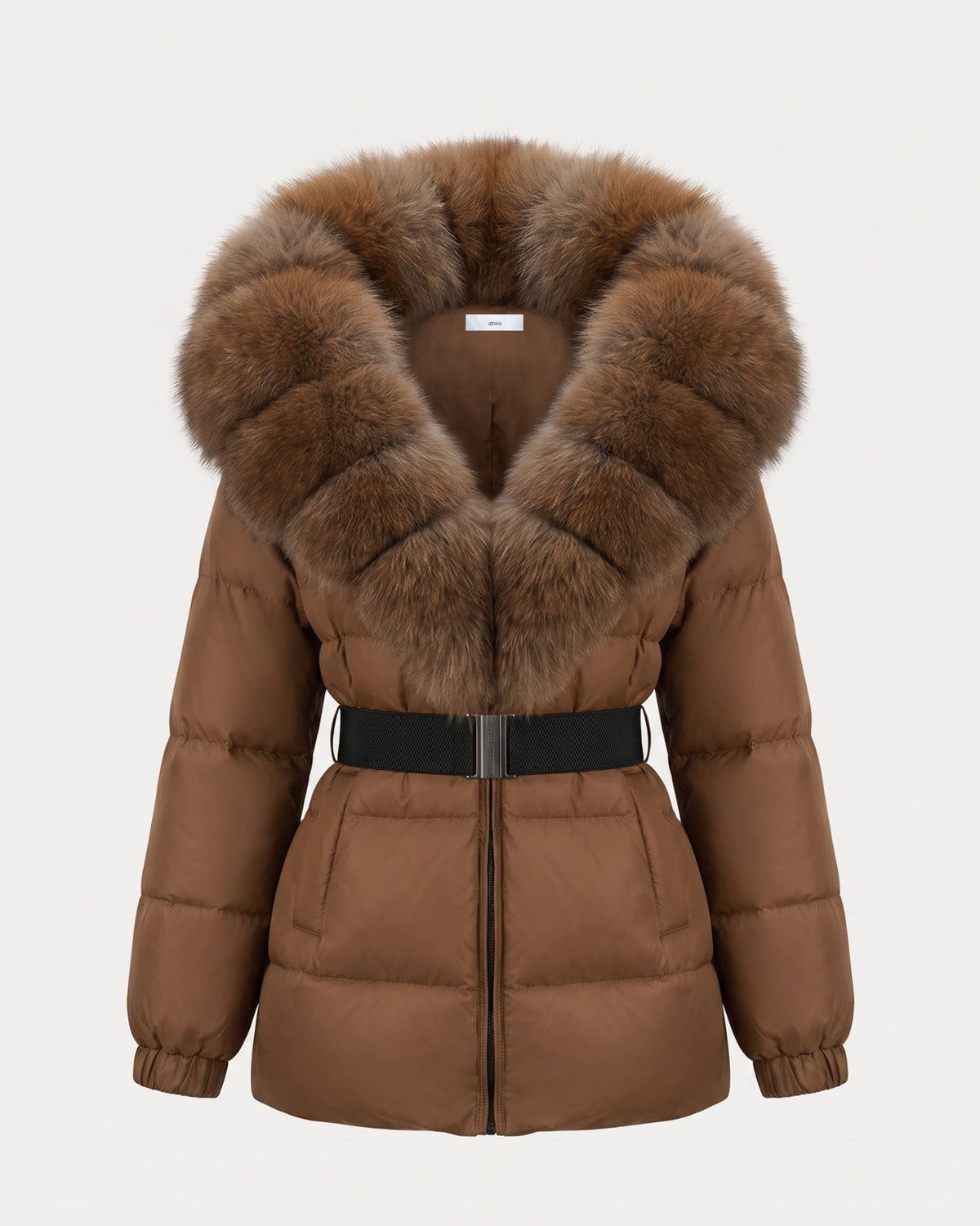 Duck Down Puffer Jacket with Collar Trim