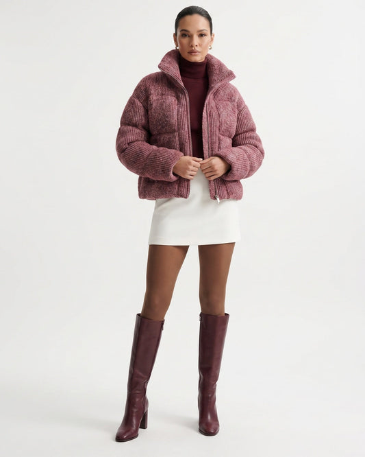 Kira Quilted Wool Knit Down Jacket with Nylon Lining