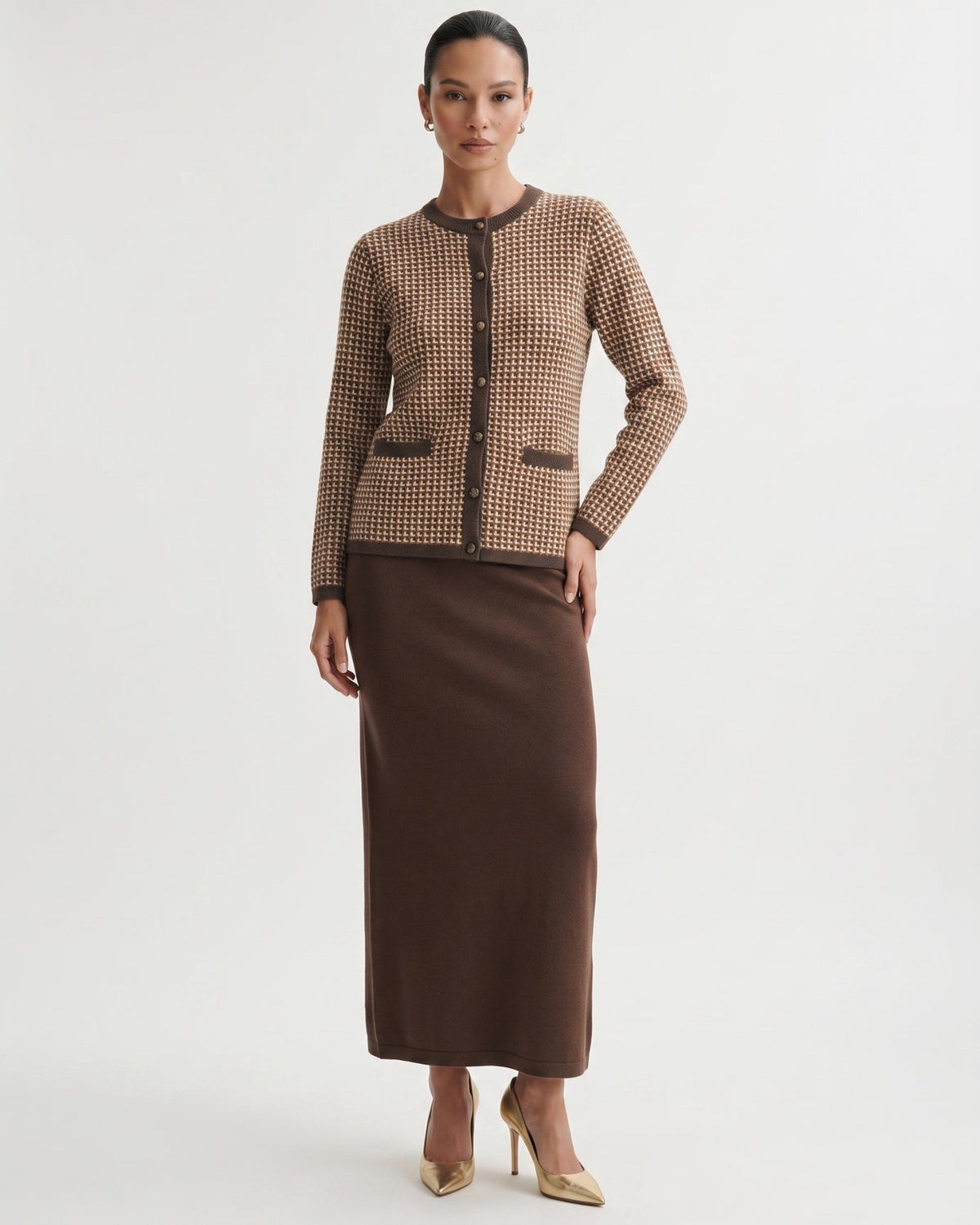Vintage-Inspired Wool and Cashmere Blend Button Cardigan – view 2