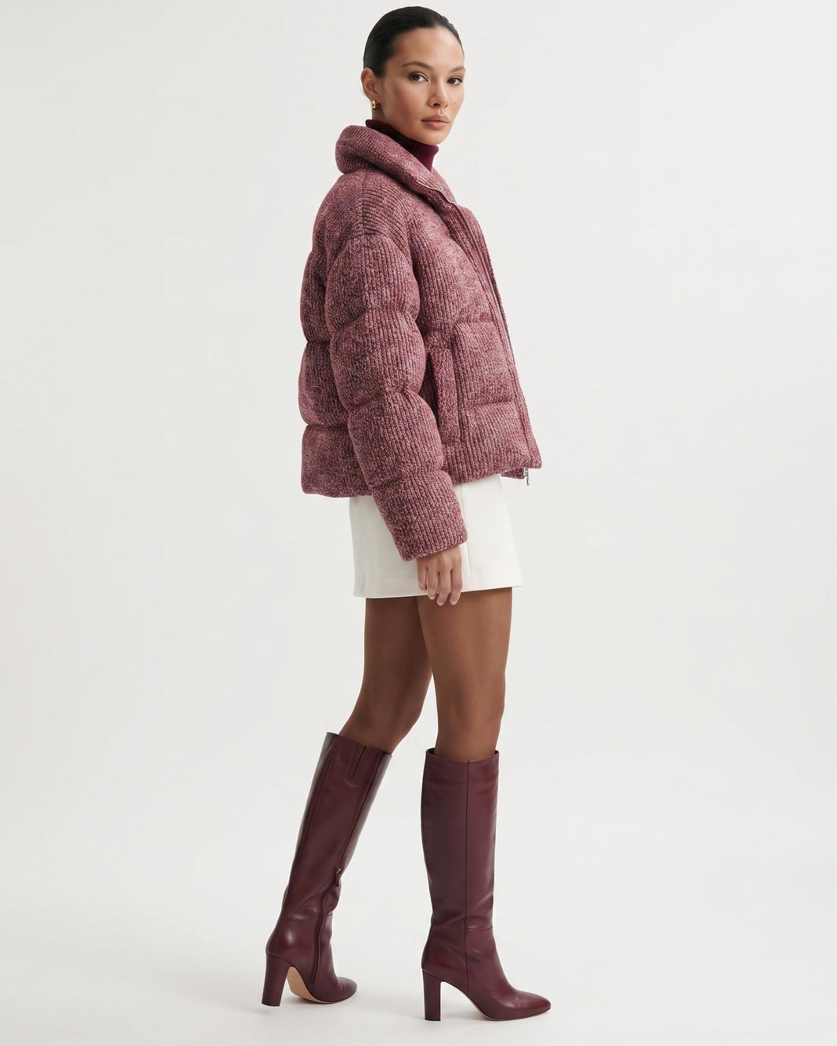 Kira Quilted Wool Knit Down Jacket with Nylon Lining – view 4