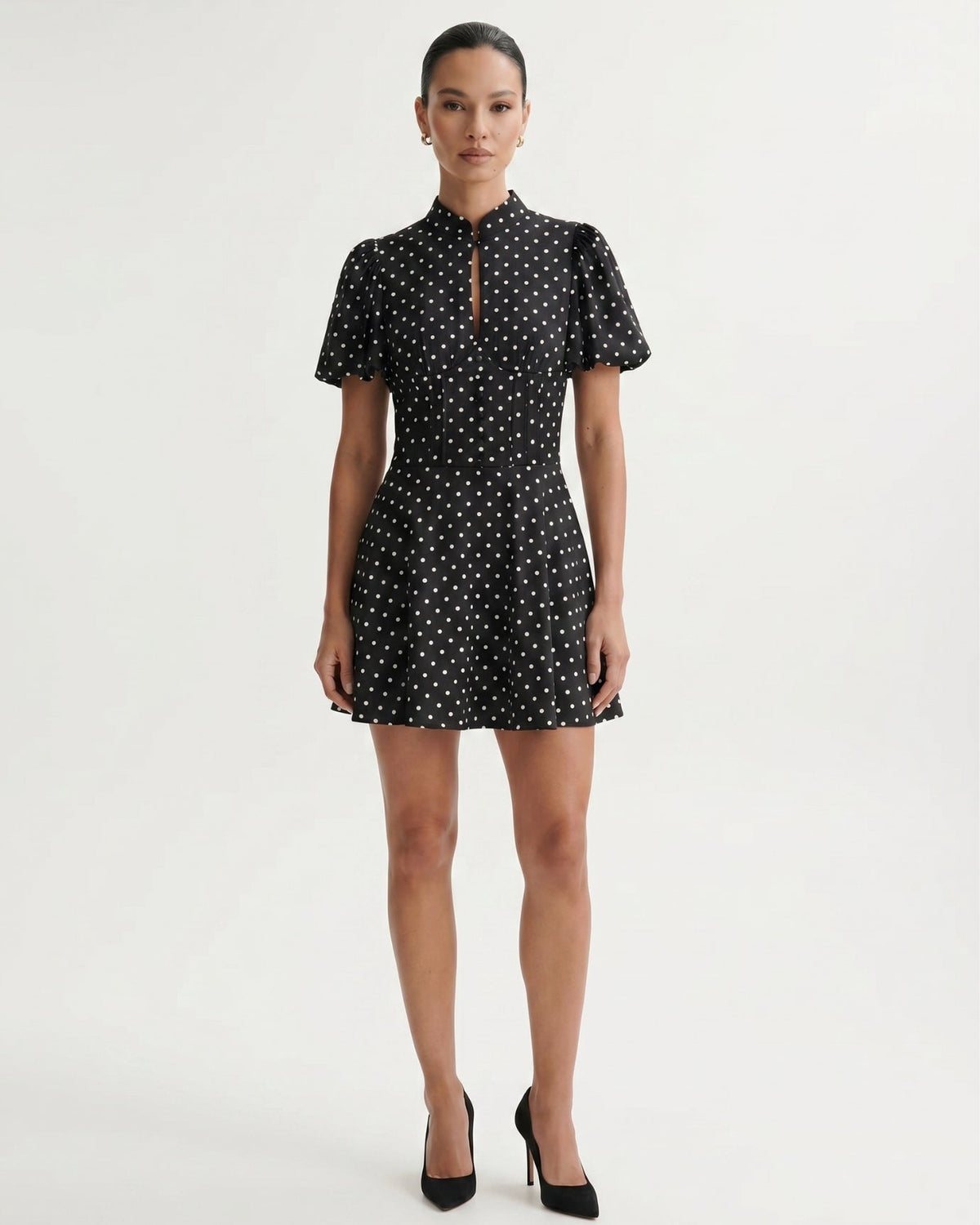 Marbella Polka Dot Dress with Voluminous Puff Sleeves – view 14