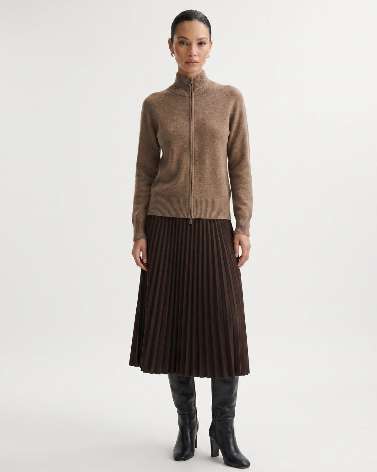 Ria Cashmere Double Zip Jacket with Relaxed Cut – view 6