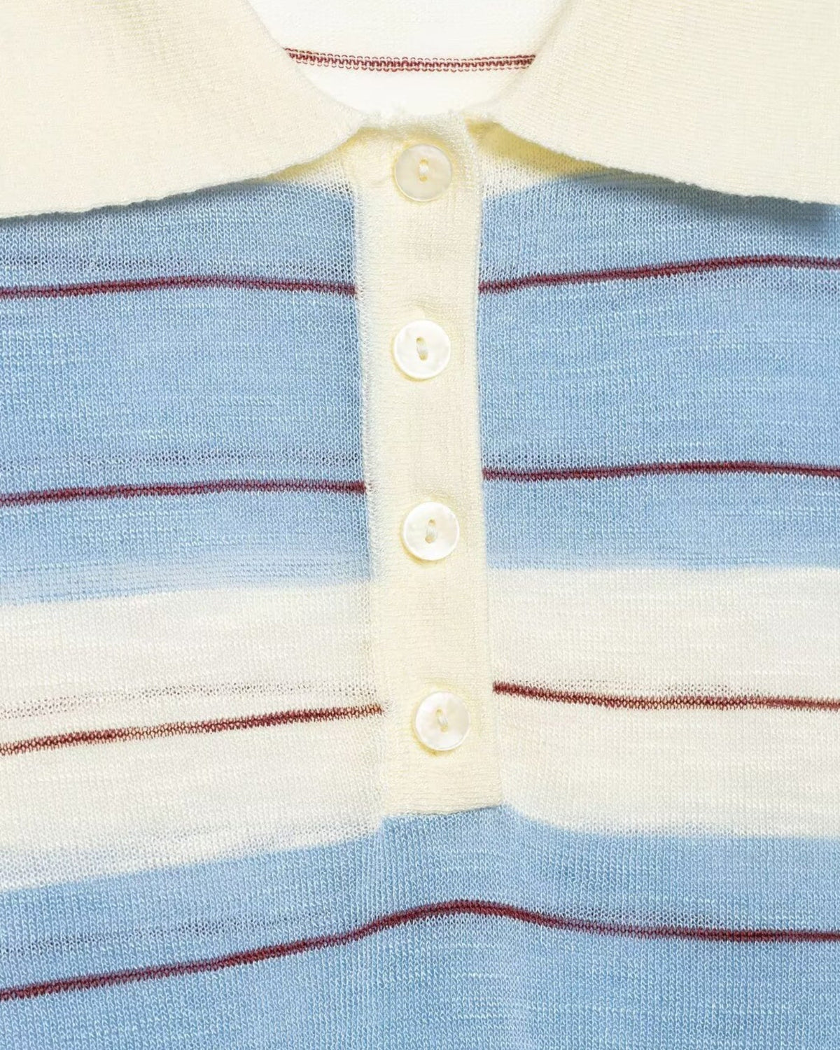 Anna Tailored Polyamide Polo Top – Sky Blue Stripes – view 6