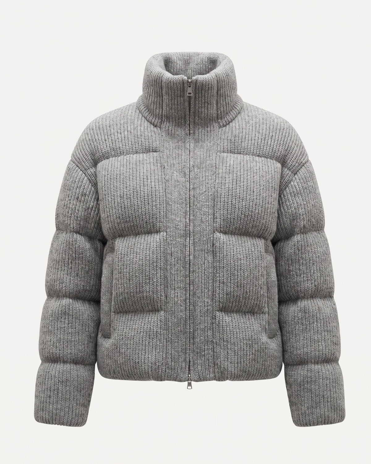 Kira Quilted Wool Knit Down Jacket with Nylon Lining