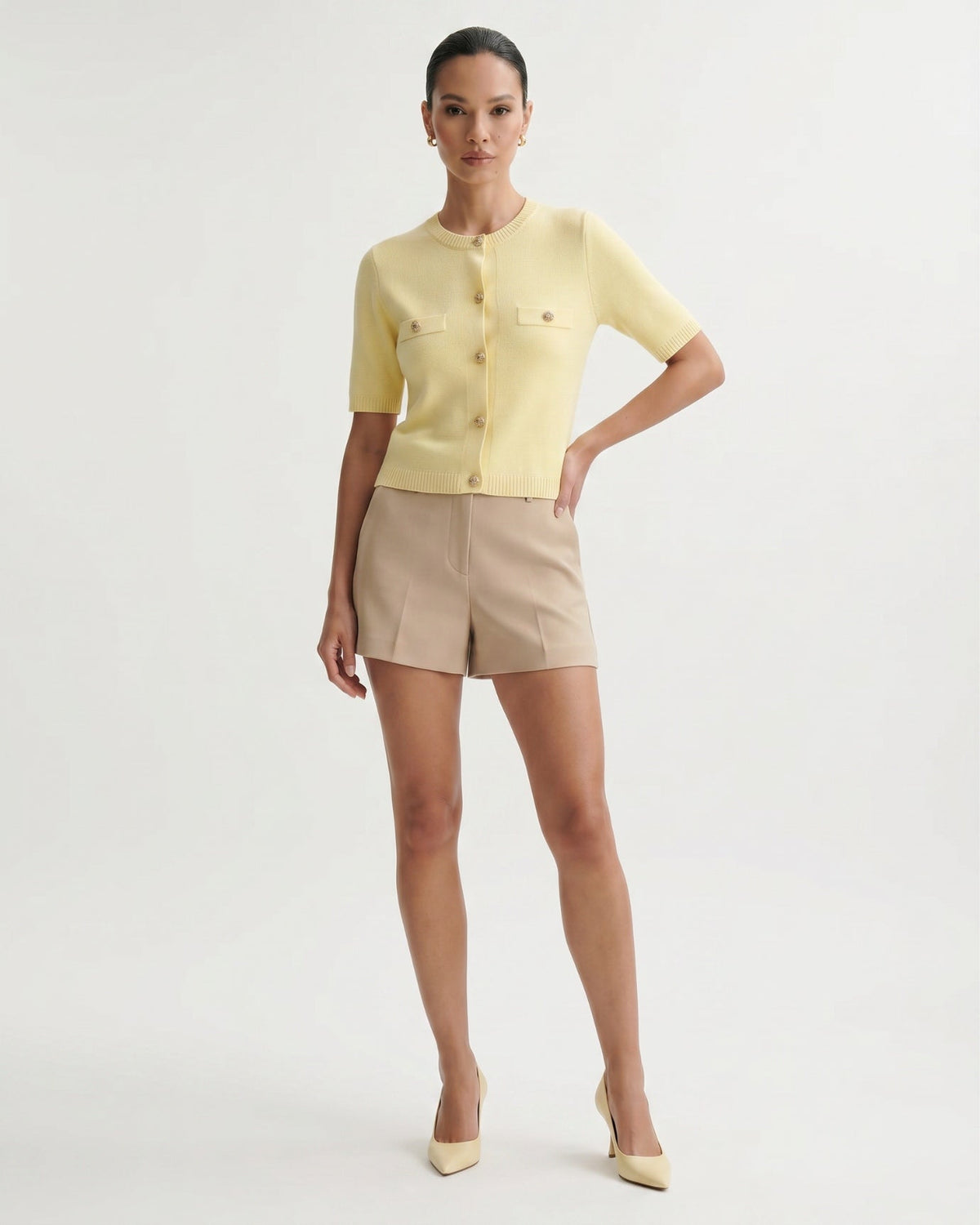 Minimalist Polyamide Knit Cardigan Top with Relaxed Sleeves – view 5