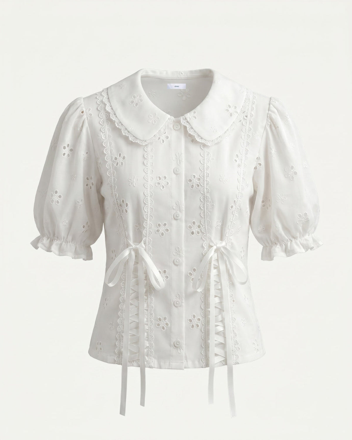 Sculpted Neckline Cotton Blend Strappy Top – White – view 1