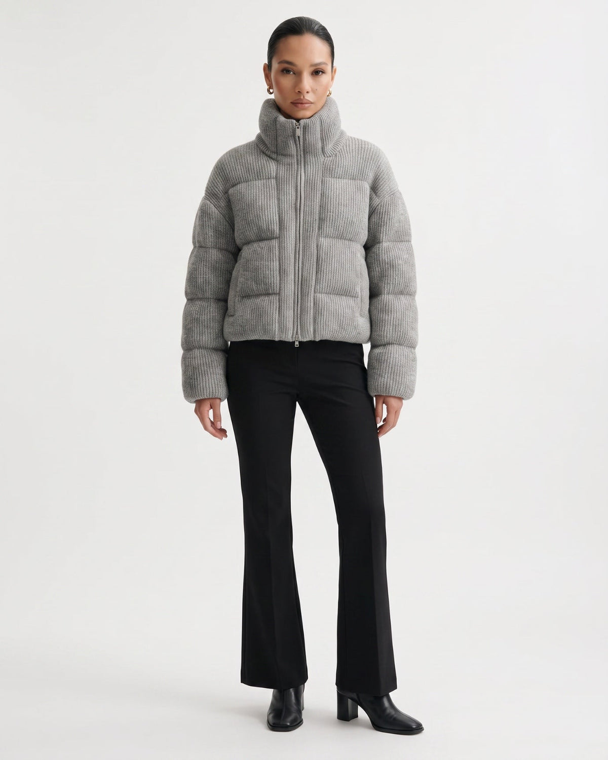 Kira Quilted Wool Knit Down Jacket with Nylon Lining