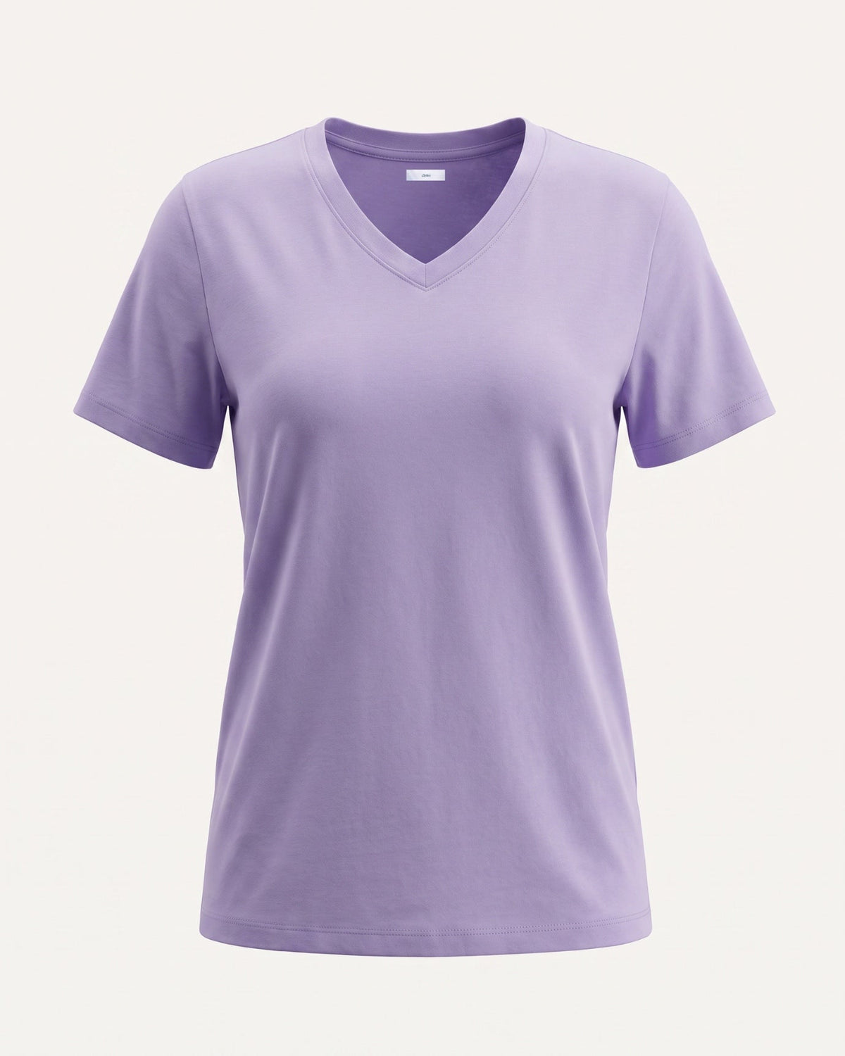 Mercerised Cotton V-Neck Tailored Cut T-Shirt with Subtle Sheen – Taro Purple – view 1