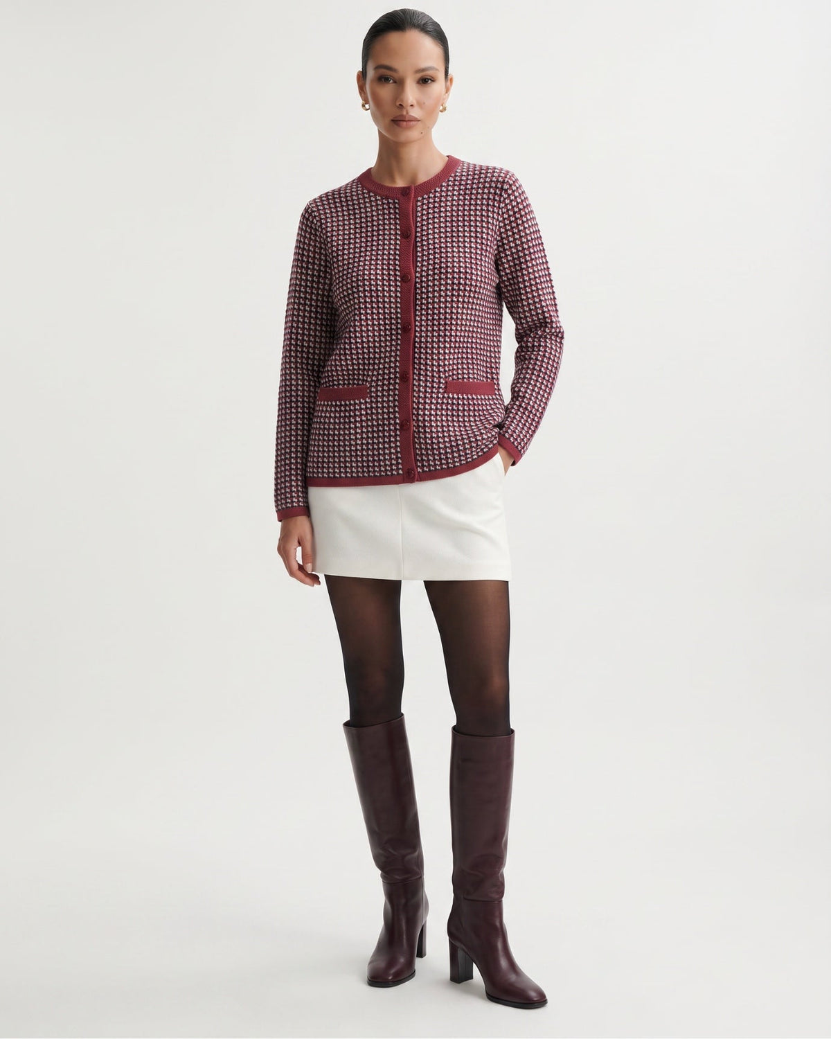 Vintage-Inspired Wool and Cashmere Blend Button Cardigan – view 6