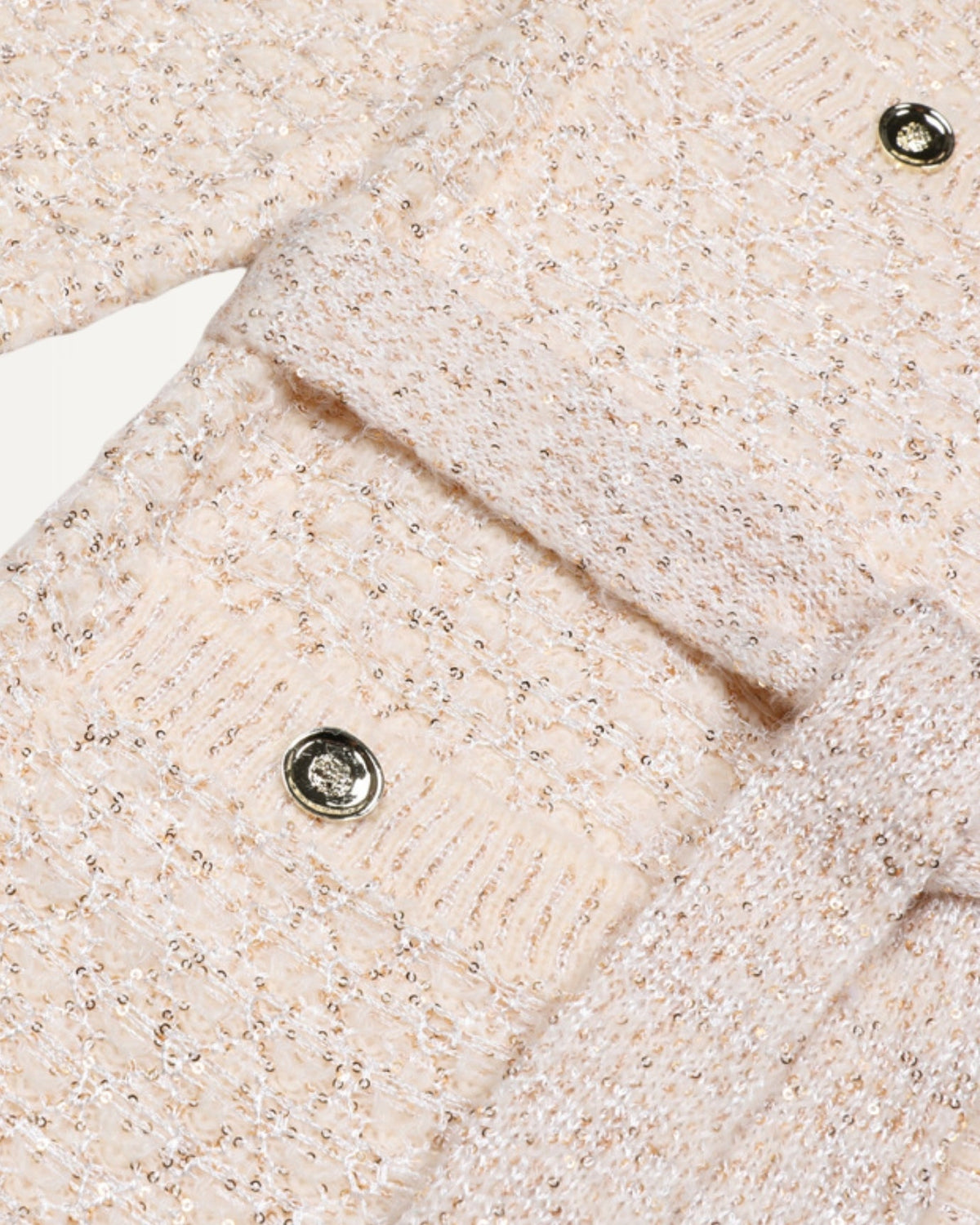 Sequin Knit Long Sleeve V-Neck Cardigan with Ribbed Cuffs – view 6