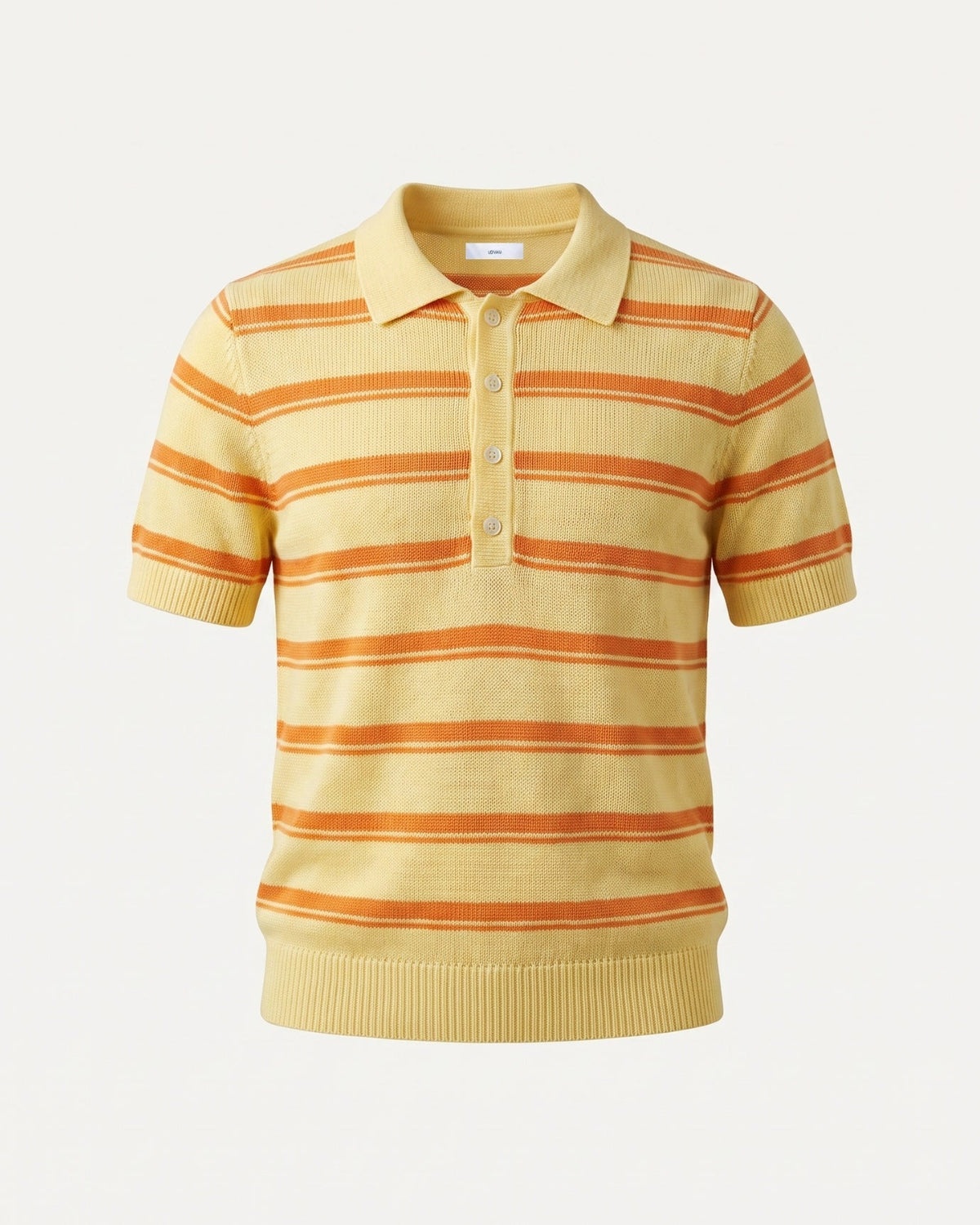 Mykonos Striped Button-Front Polo Top – Yellow Stripes