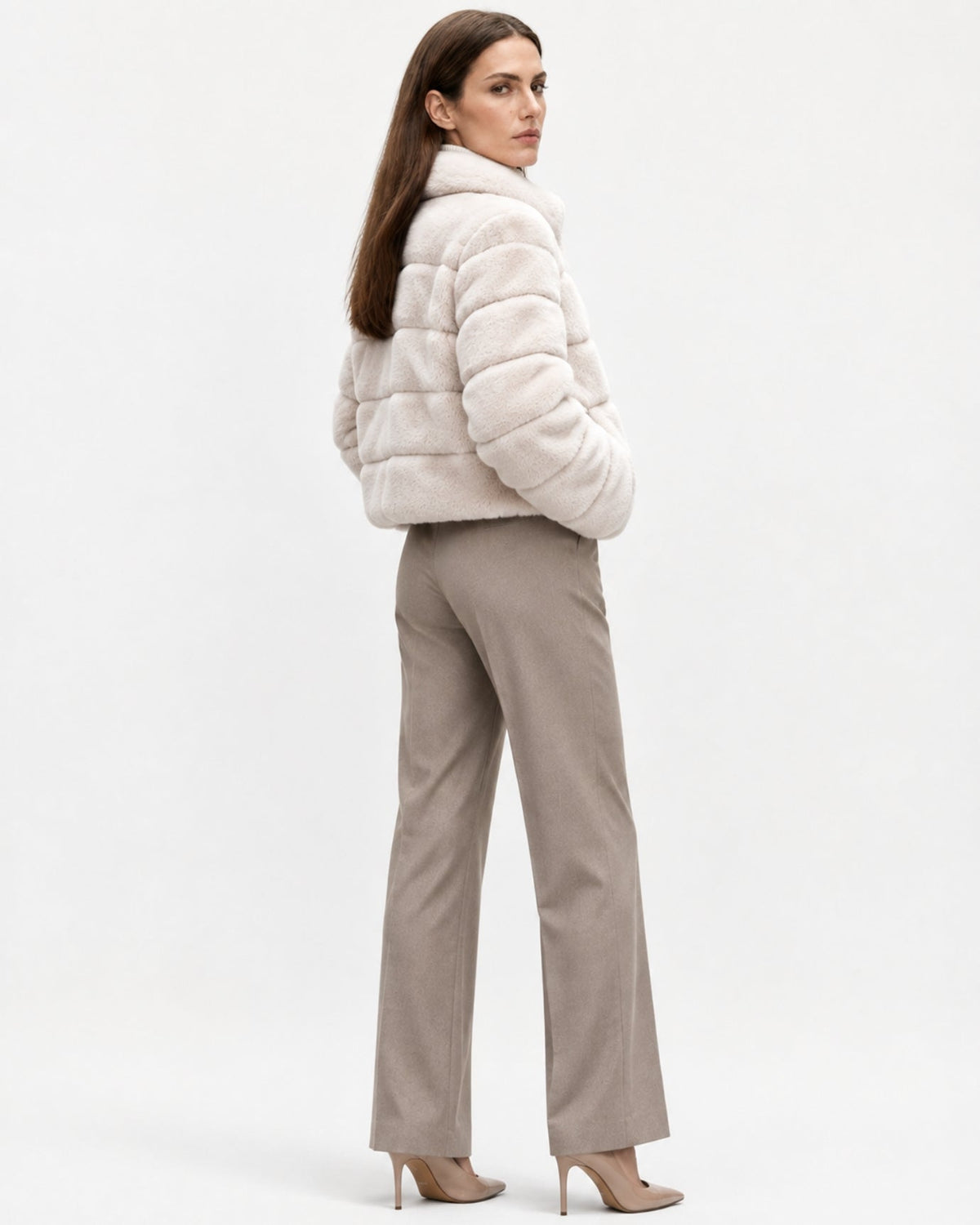 Stand Collar Short Plush Jacket with 3D Pattern – view 15