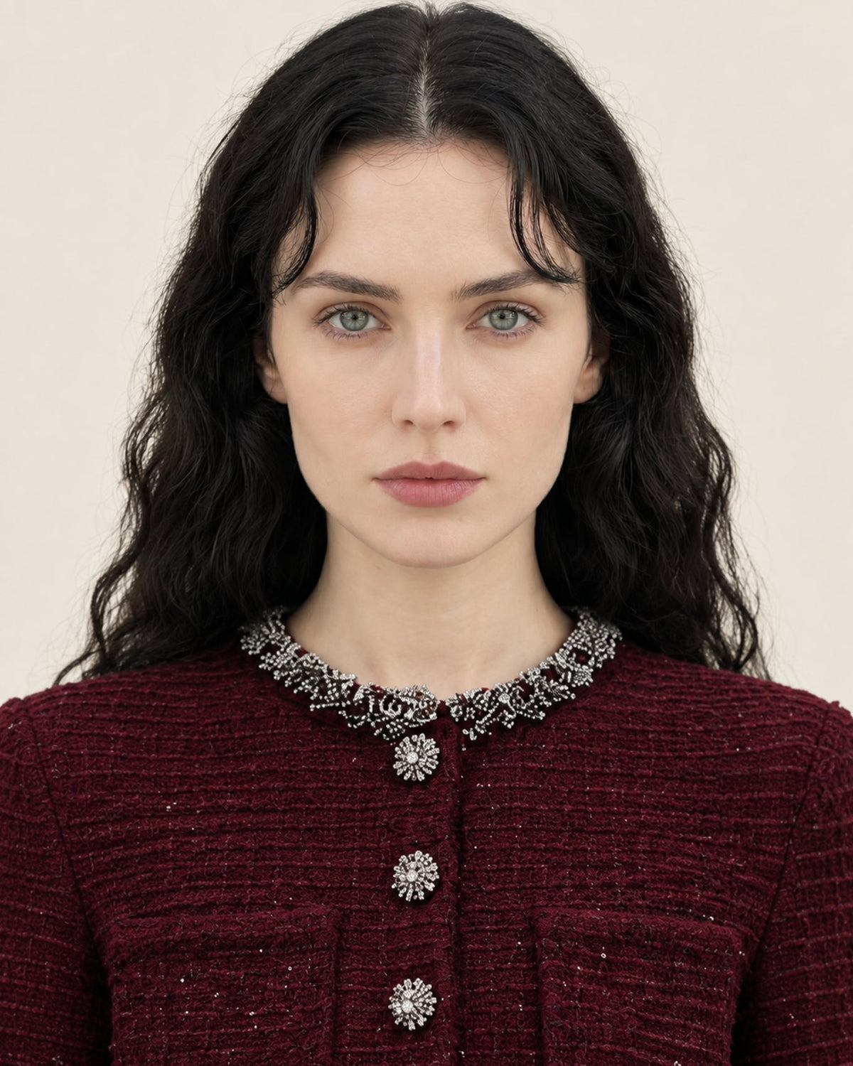 Long Sleeve Cotton Blend Knit Mini Dress – Burgundy – view 4