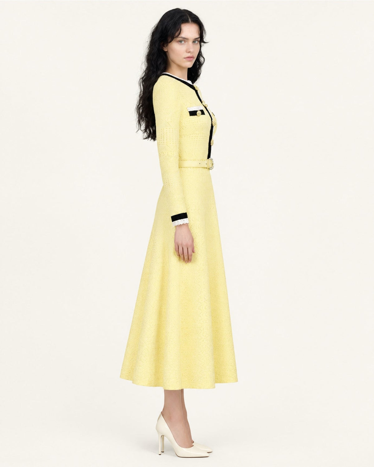 Celia Long Sleeve Cutout Midi Dress with Adjustable Belt – view 13