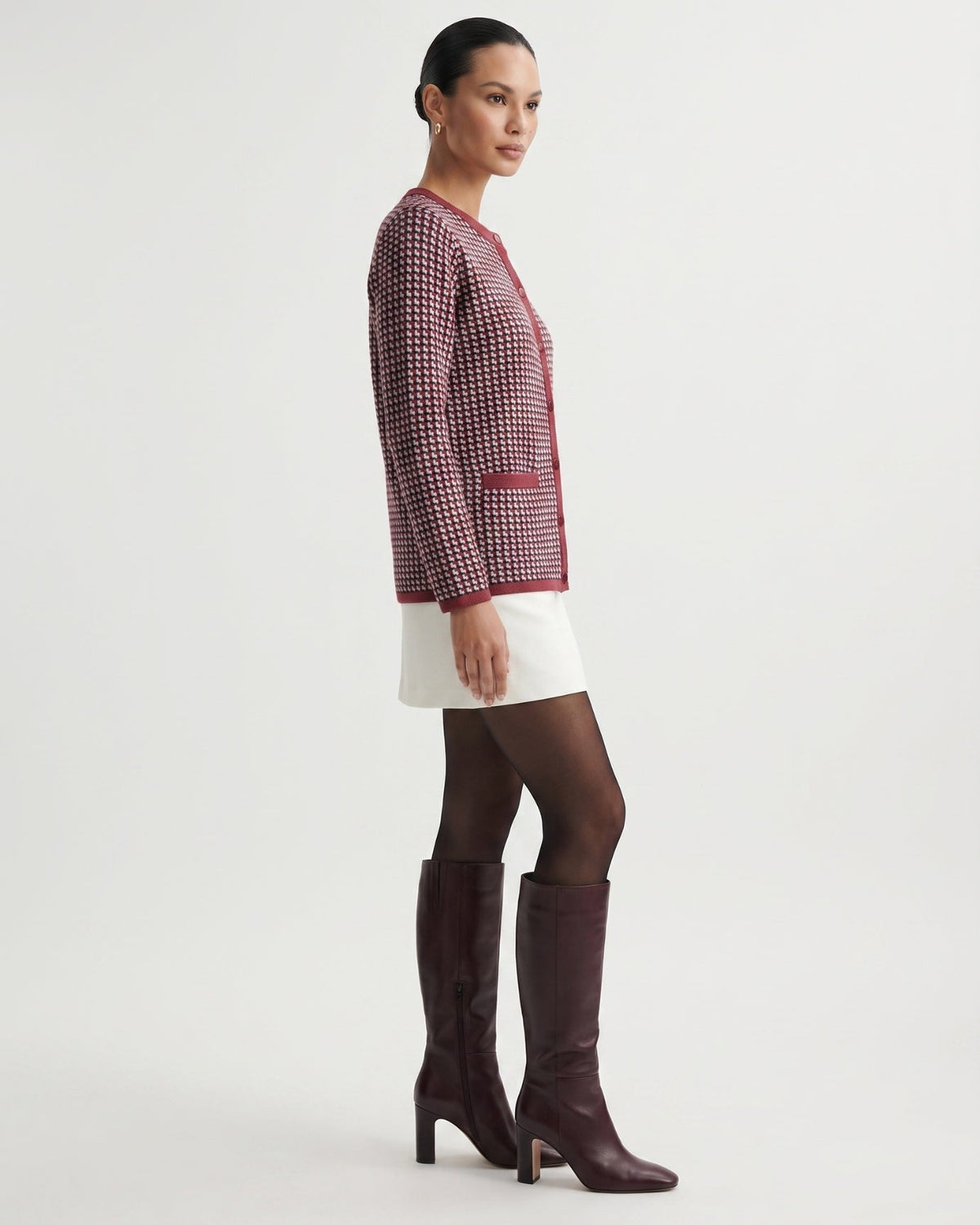 Vintage-Inspired Wool and Cashmere Blend Button Cardigan – view 7