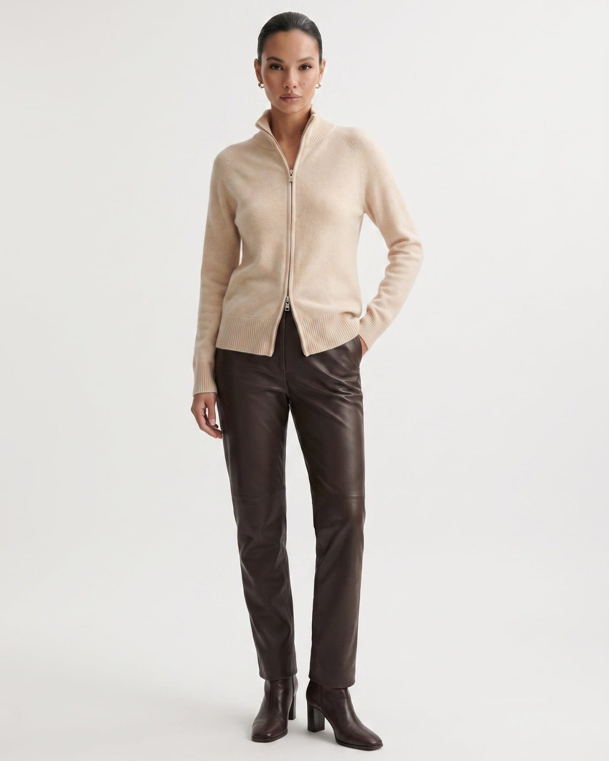 Ria Cashmere Double Zip Jacket with Relaxed Cut – view 10