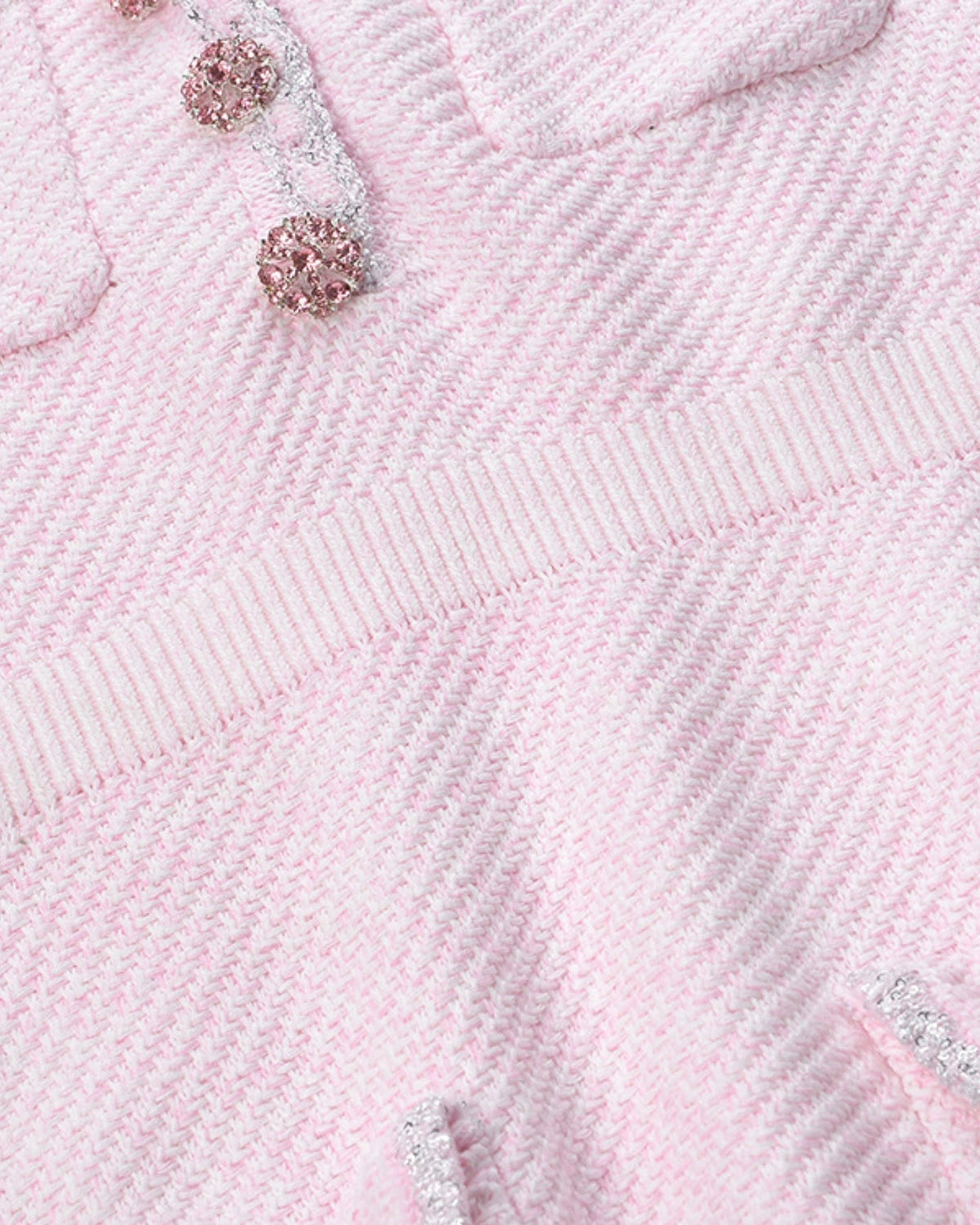Diamond Button Tailored Wool Mini Dress – Pink – view 6