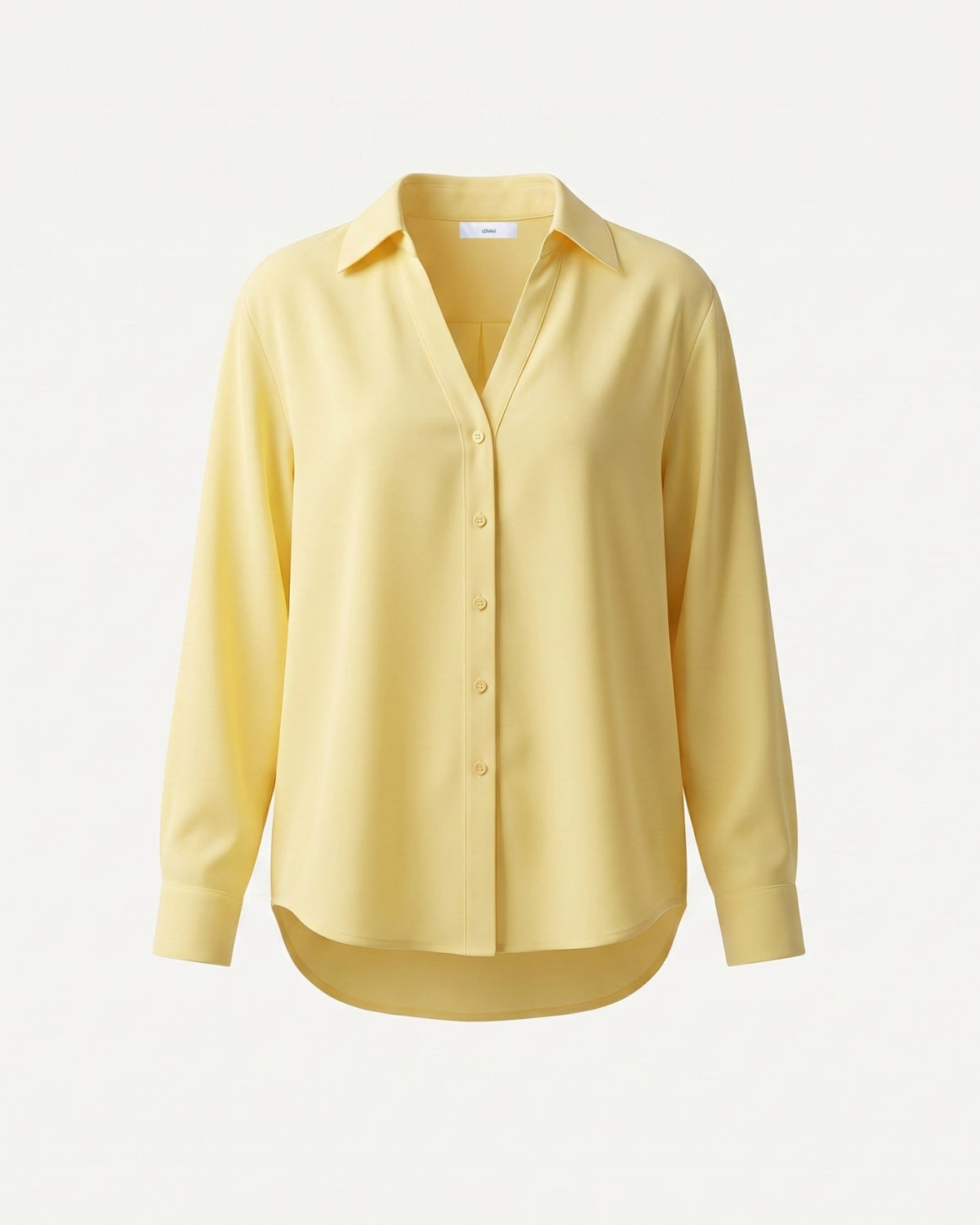 Milena Relaxed Linen Shirt with Mother-of-Pearl Buttons – Yellow – view 1