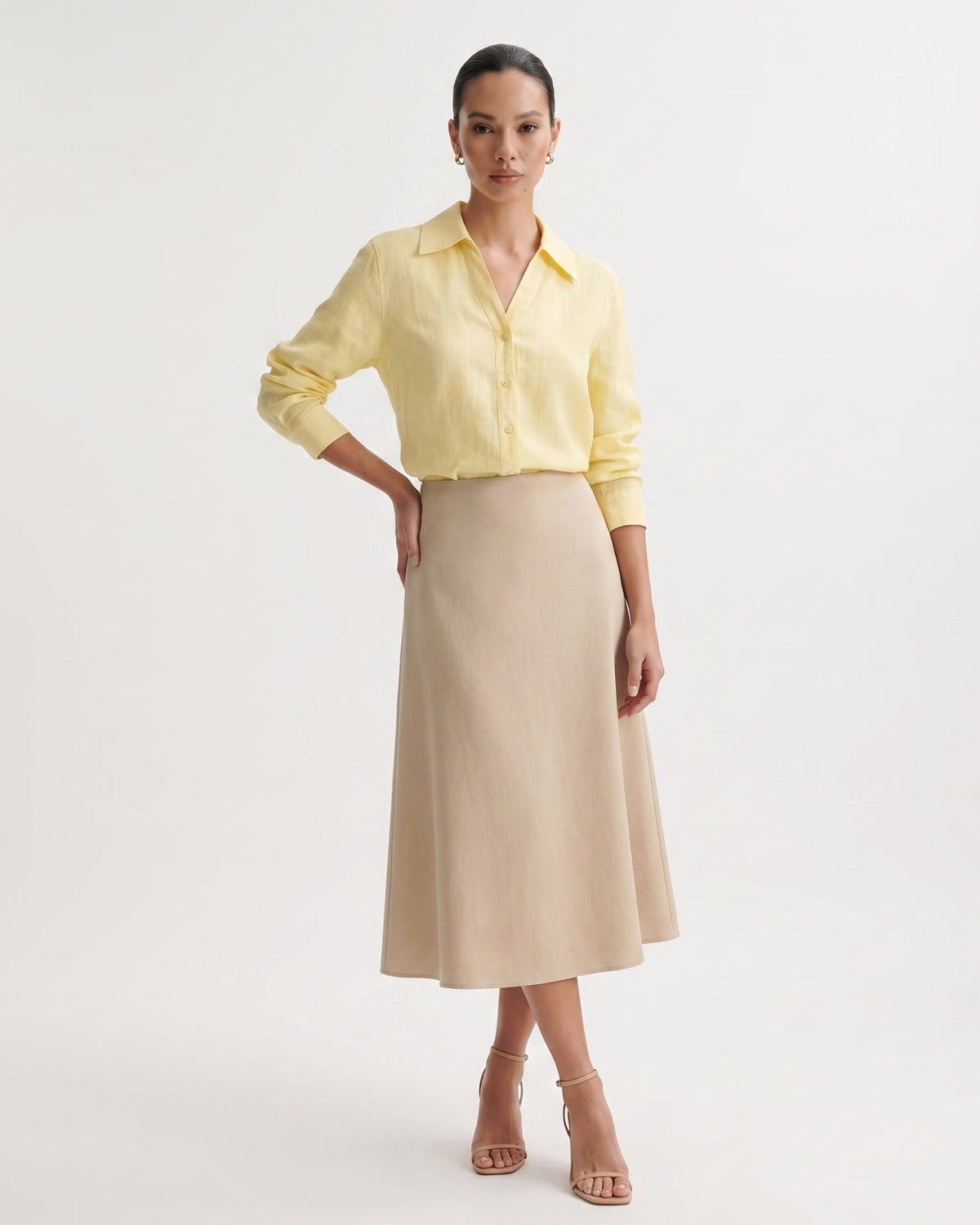 Milena Relaxed Linen Shirt with Mother-of-Pearl Buttons – view 2