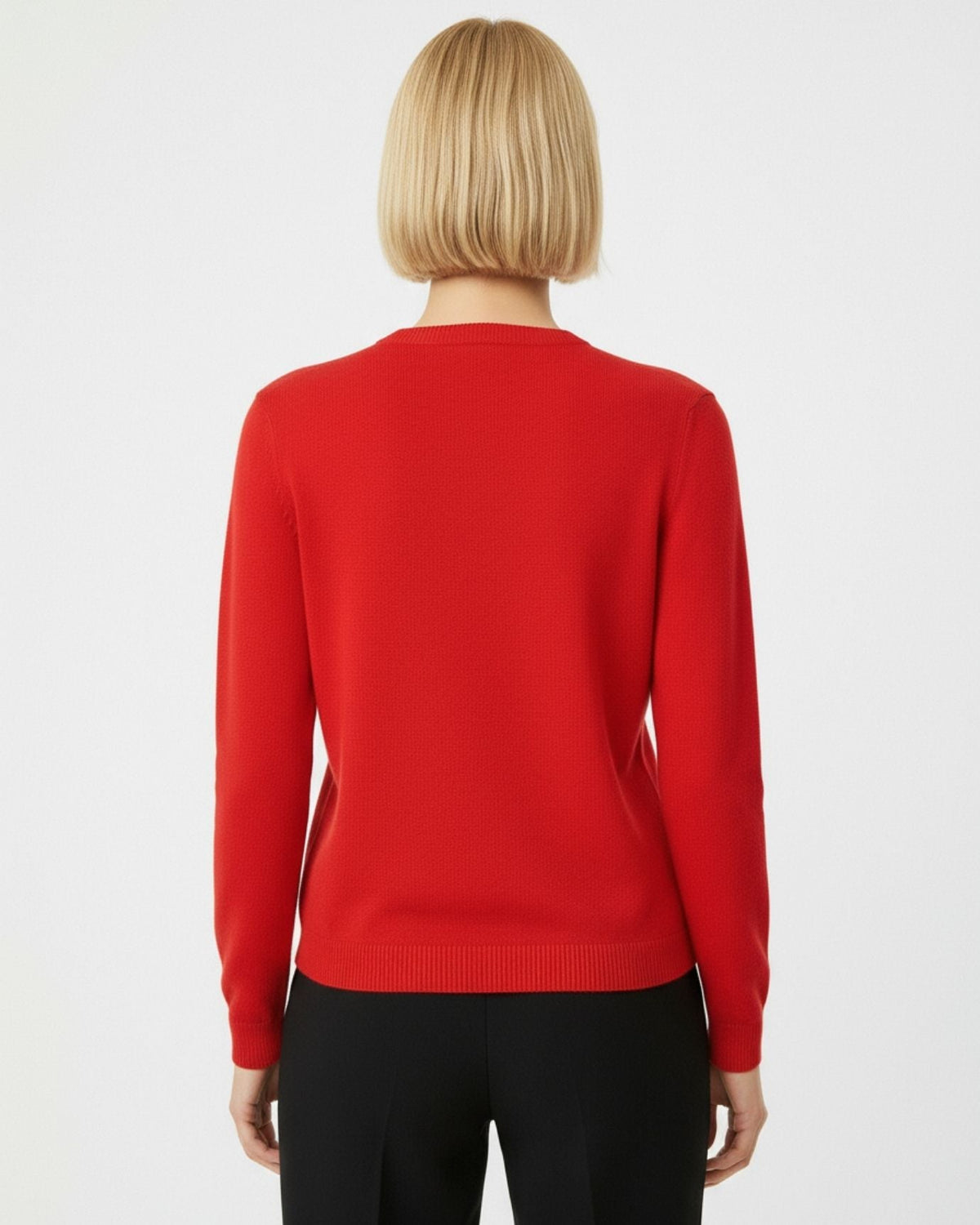 Mina Cashmere and Wool Blend Button Cardigan – Red – view 5
