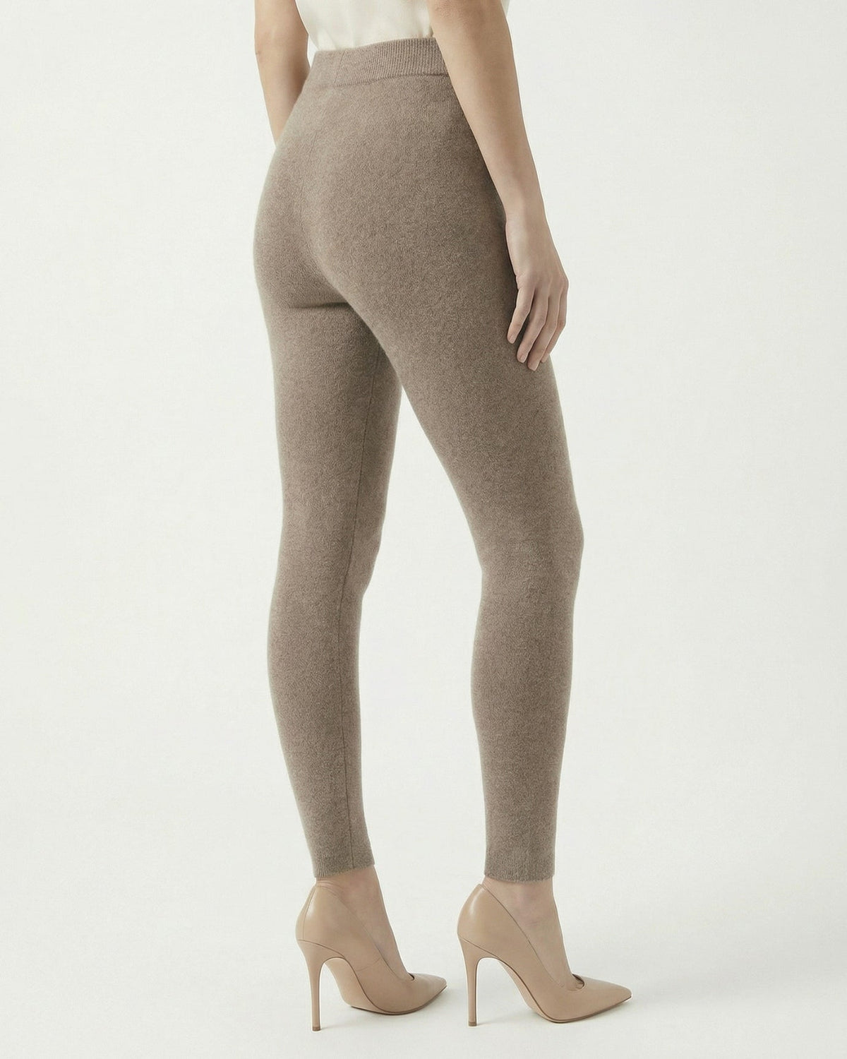 Dina Pure Cashmere Knitted Leggings with Elastic Waist – view 4