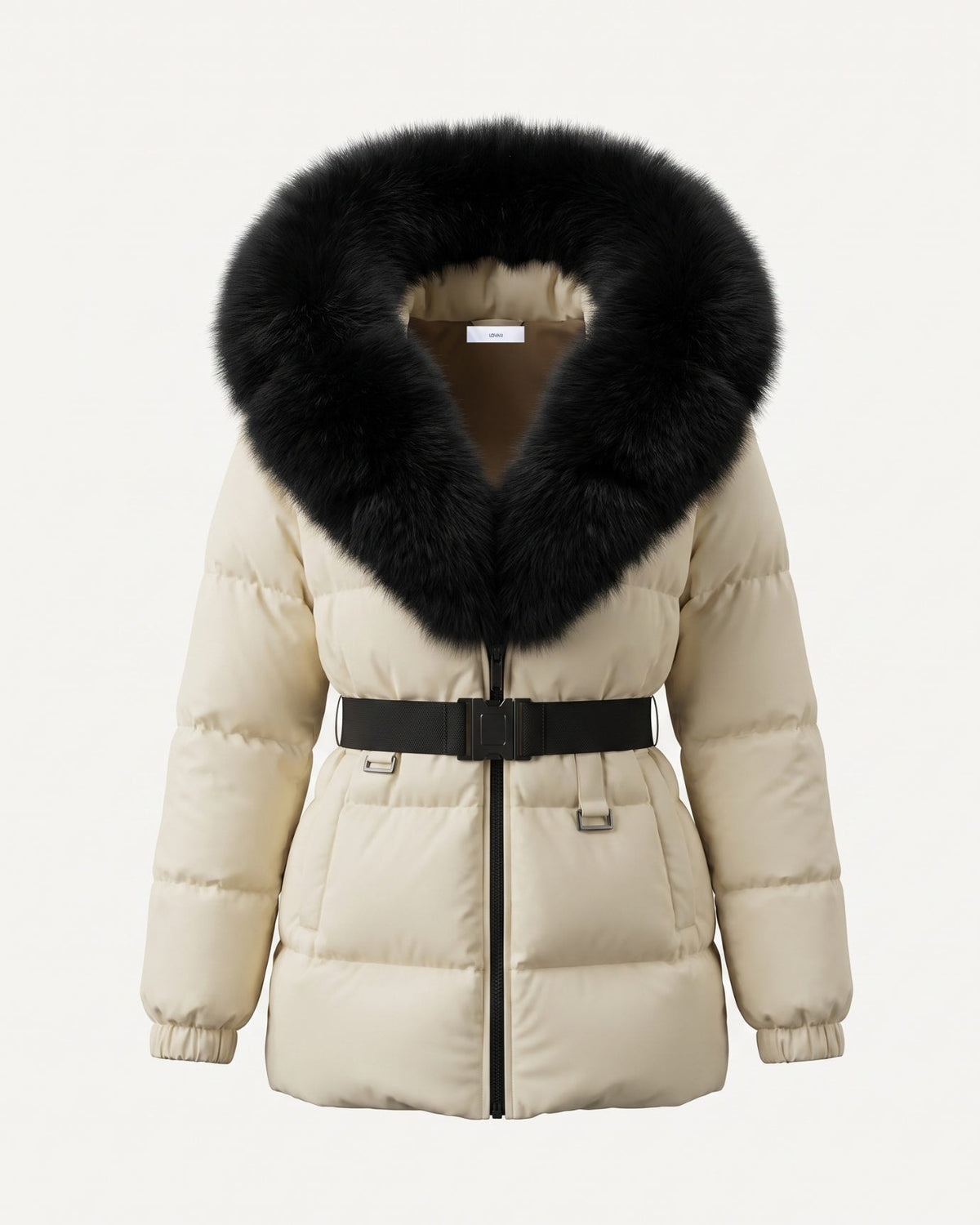 Duck Down Puffer Jacket with Collar Trim