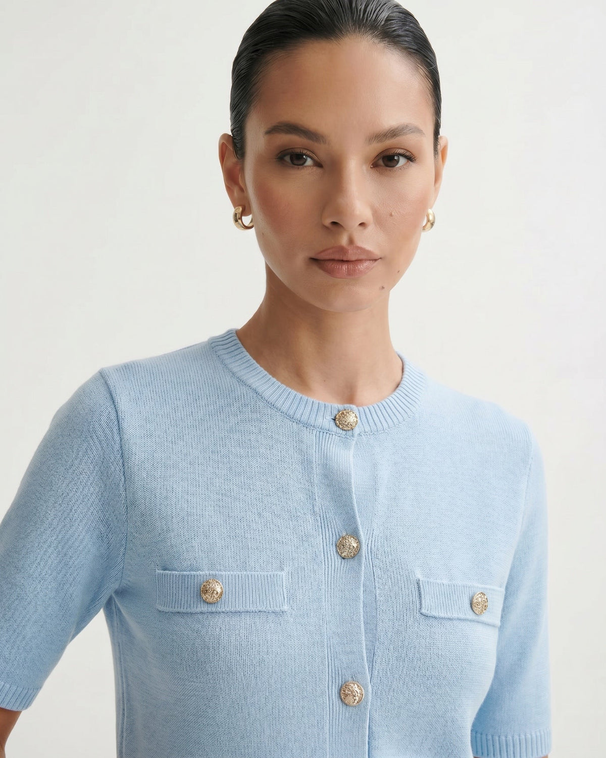 Minimalist Polyamide Knit Cardigan Top with Relaxed Sleeves – view 10